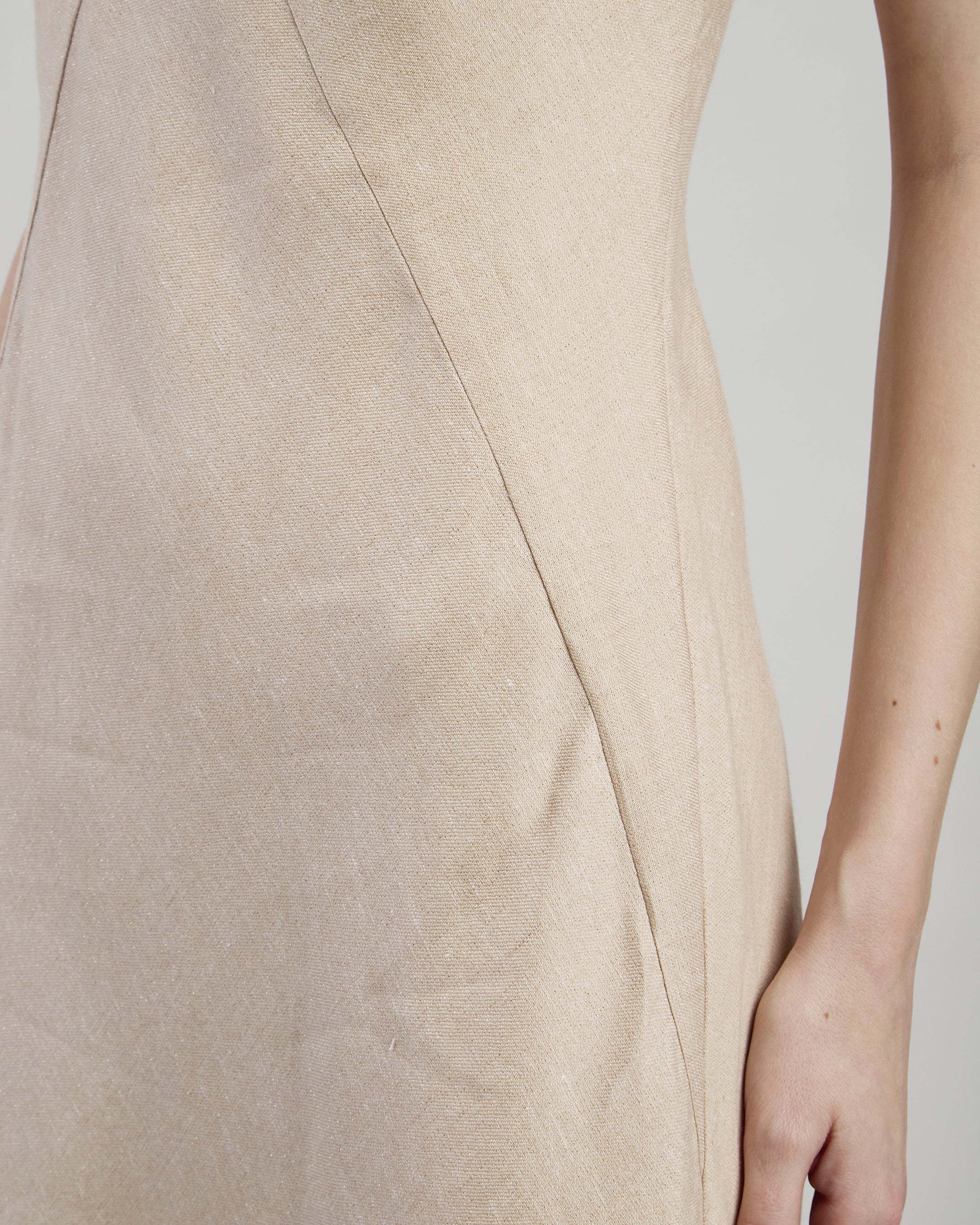 Long Linen and Viscose Dress with Lurex