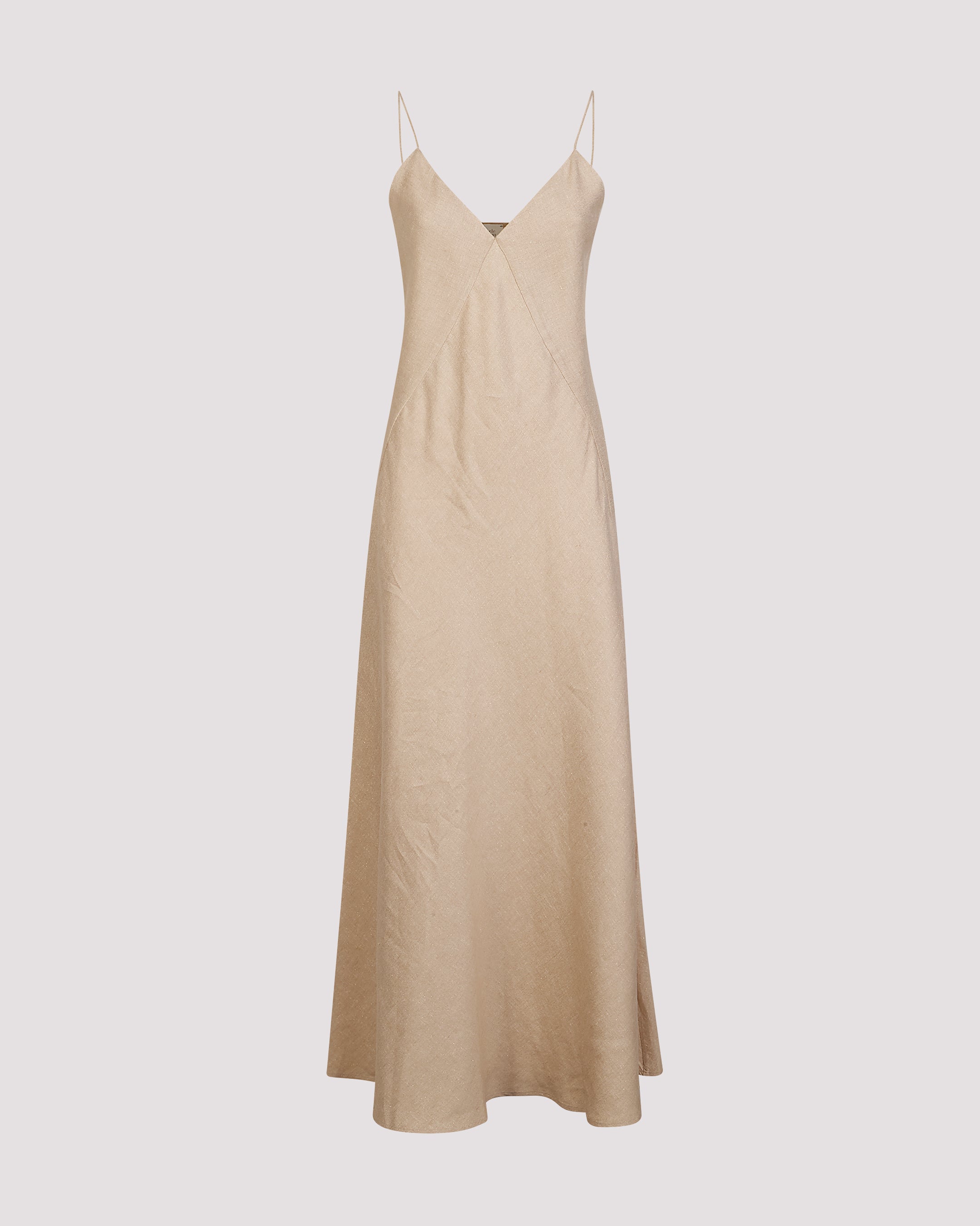 Long Linen and Viscose Dress with Lurex - 4