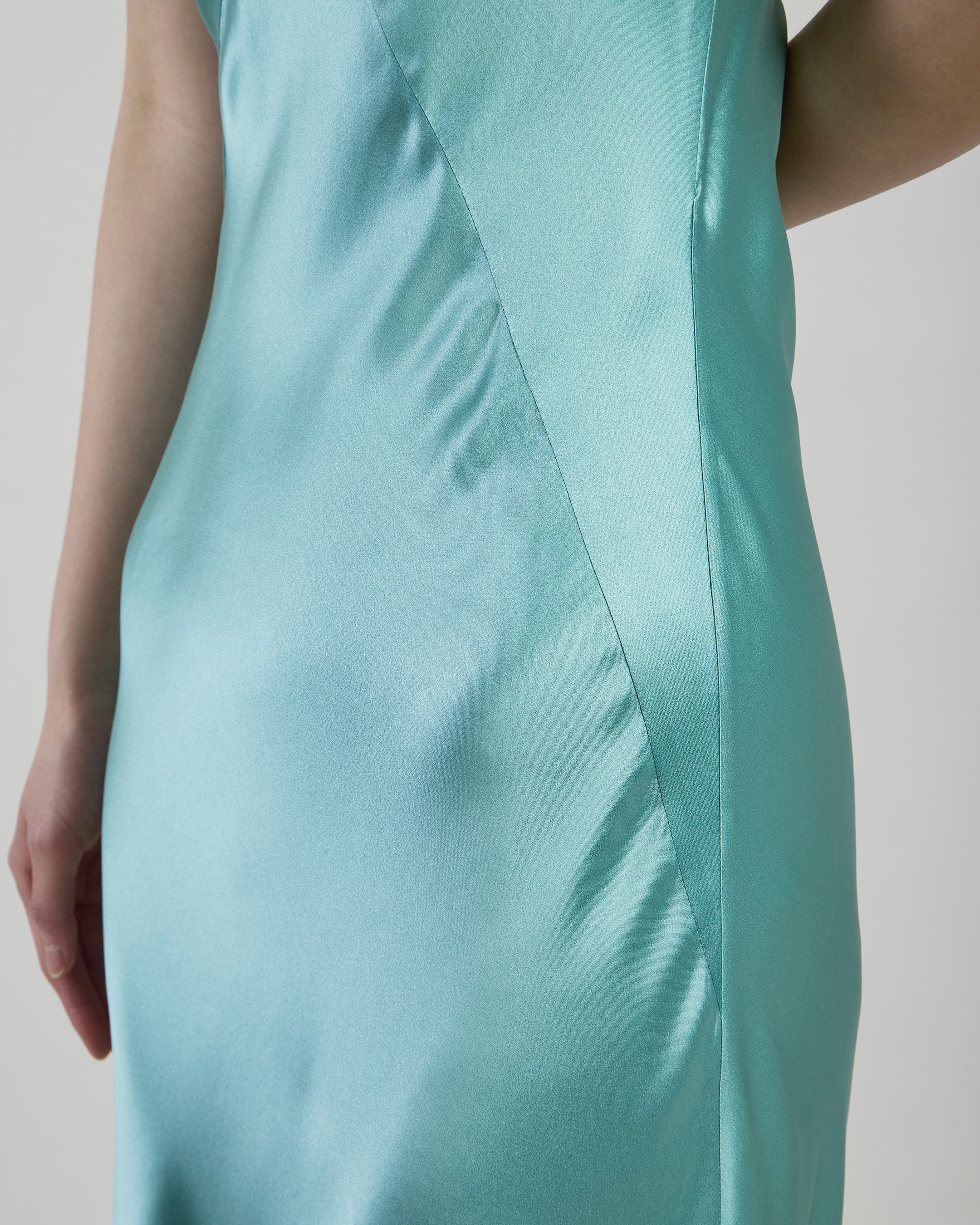 Women's Long Double Silk Satin Flared Slip Dress - 3