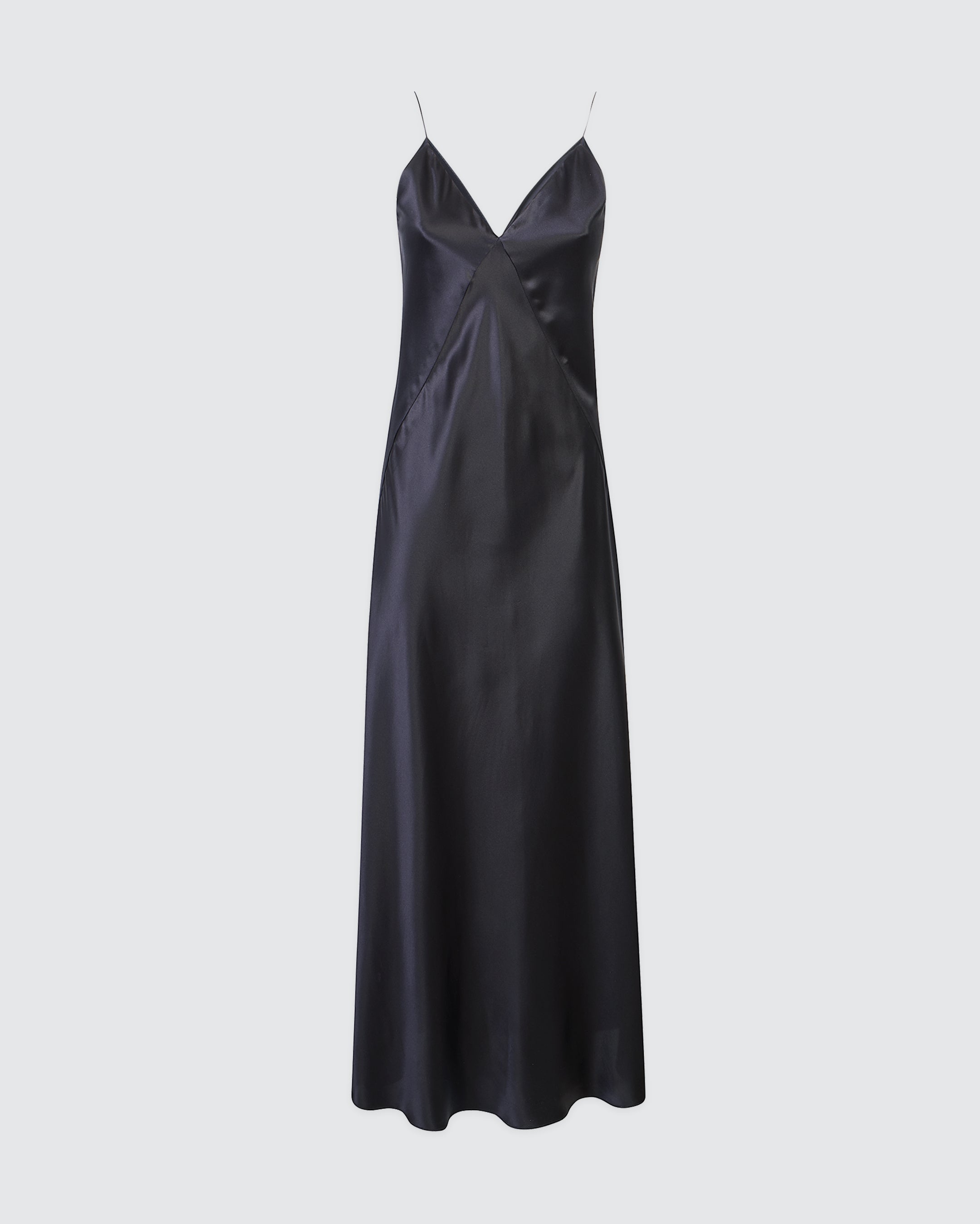 Women's Long Double Silk Satin Flared Slip Dress - 8