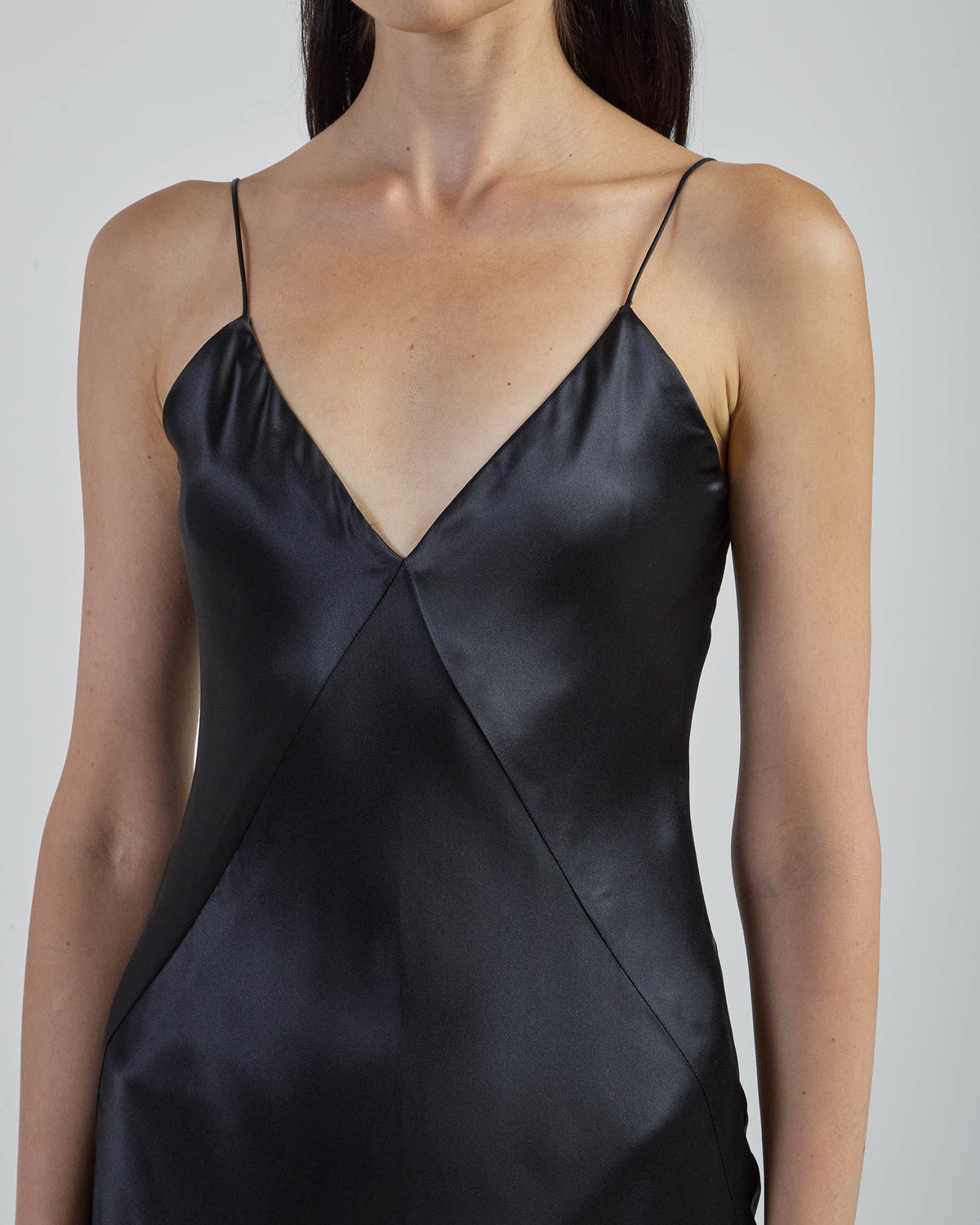 Women's Long Double Silk Satin Flared Slip Dress - 4