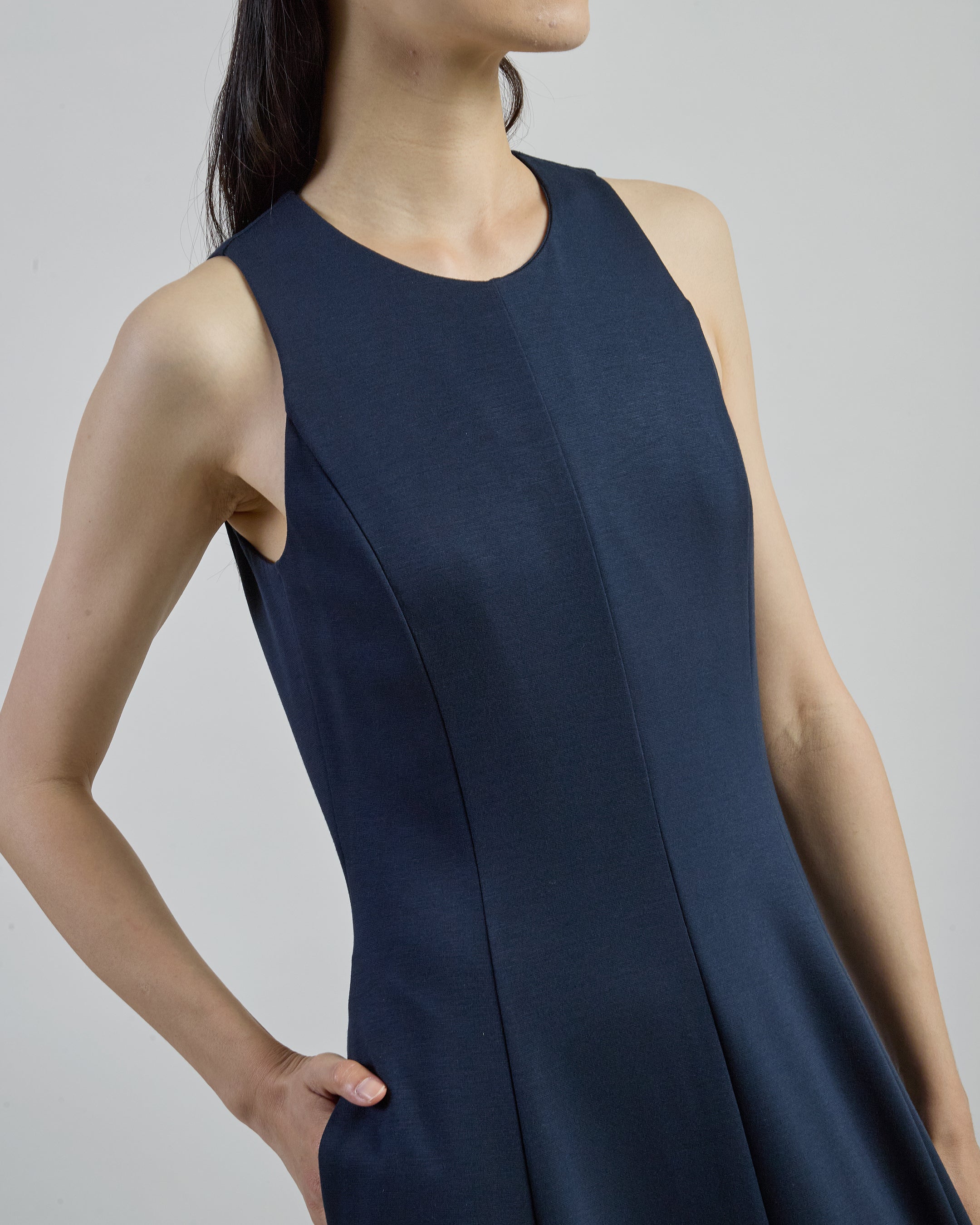 Sleeveless Stretch Viscose Milano Stitch Long Dress - 4