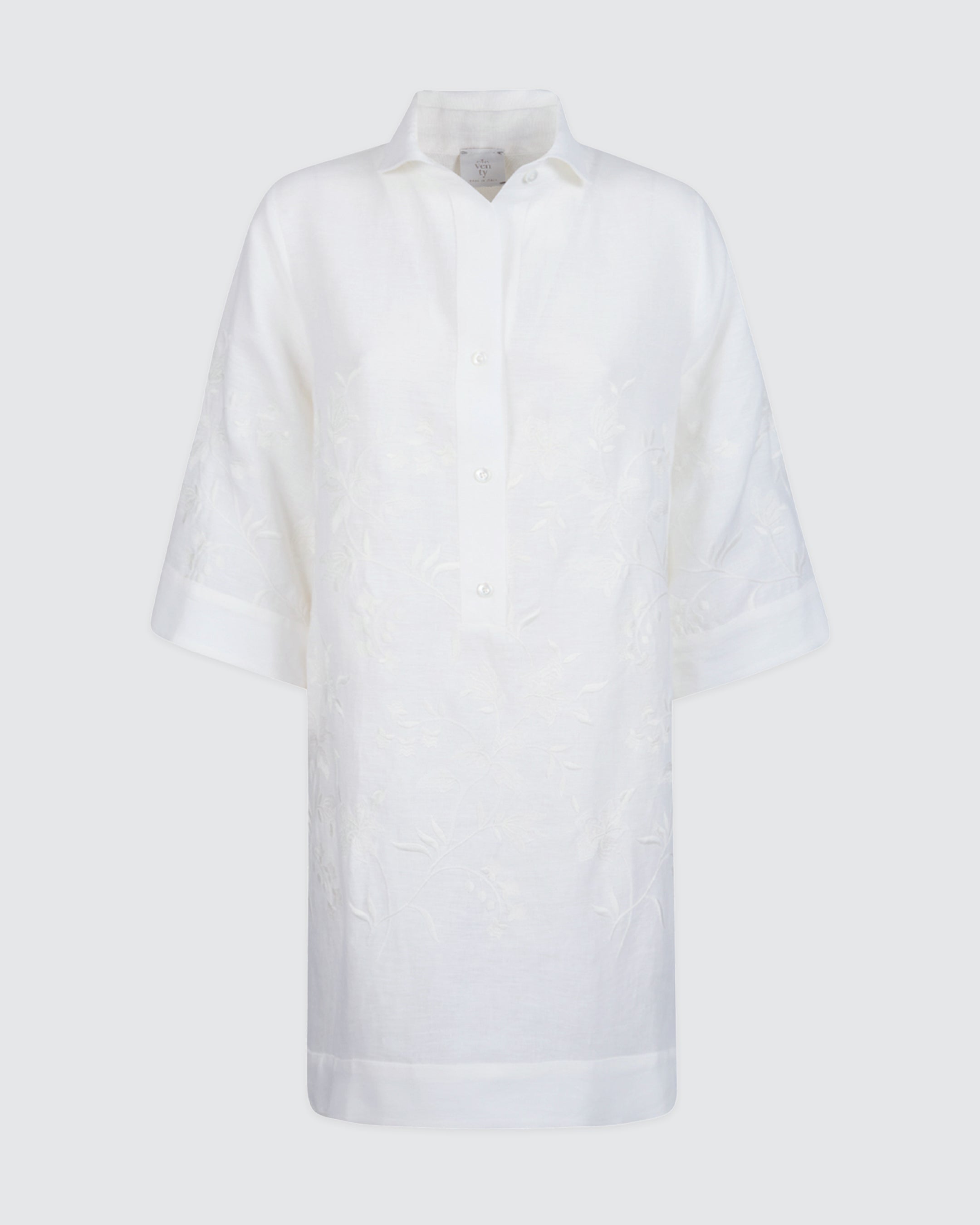 Floral Embroidered Linen Day Dress for Women