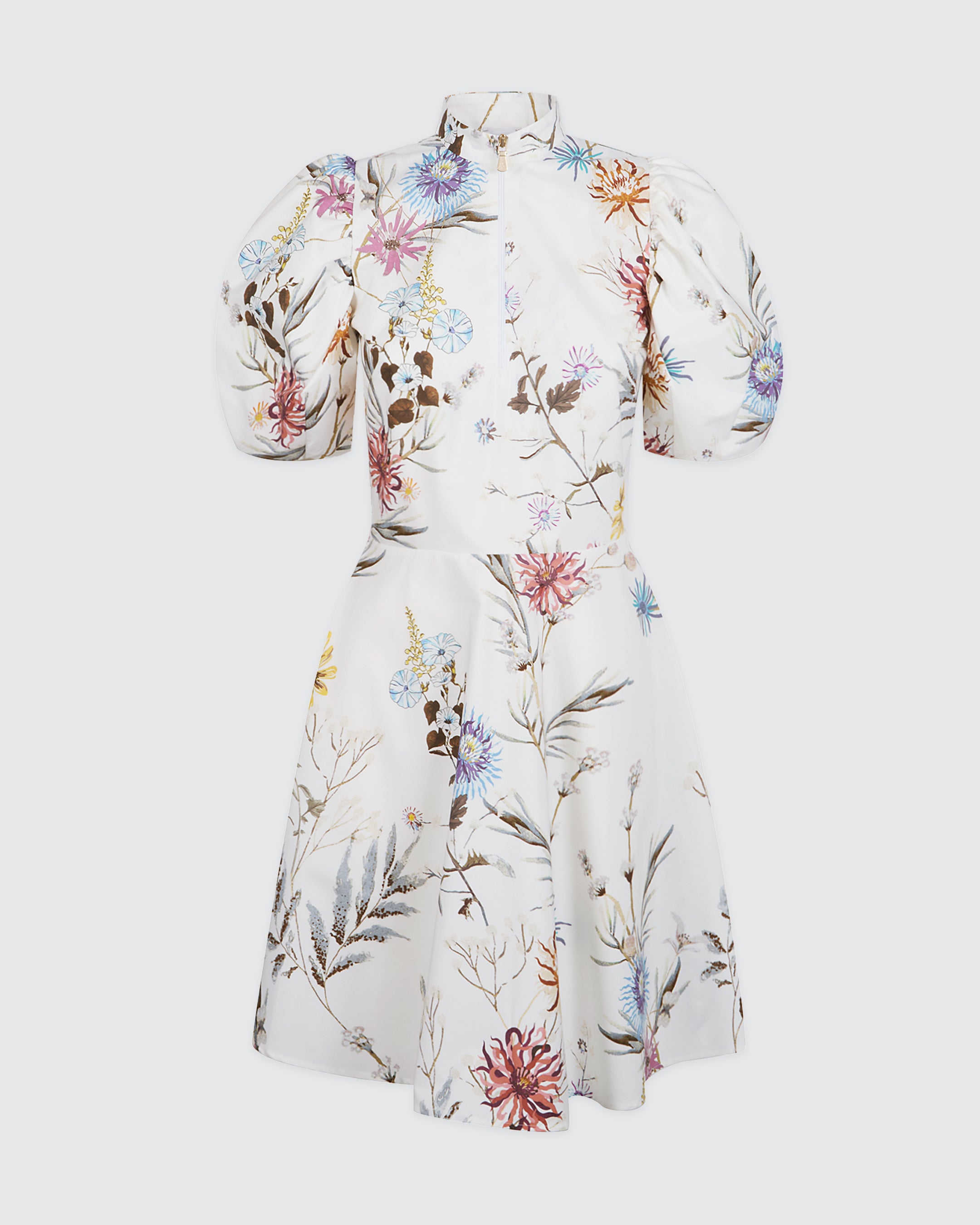 Women's Floral Print Double-Twisted Cotton Midi Dress - 5
