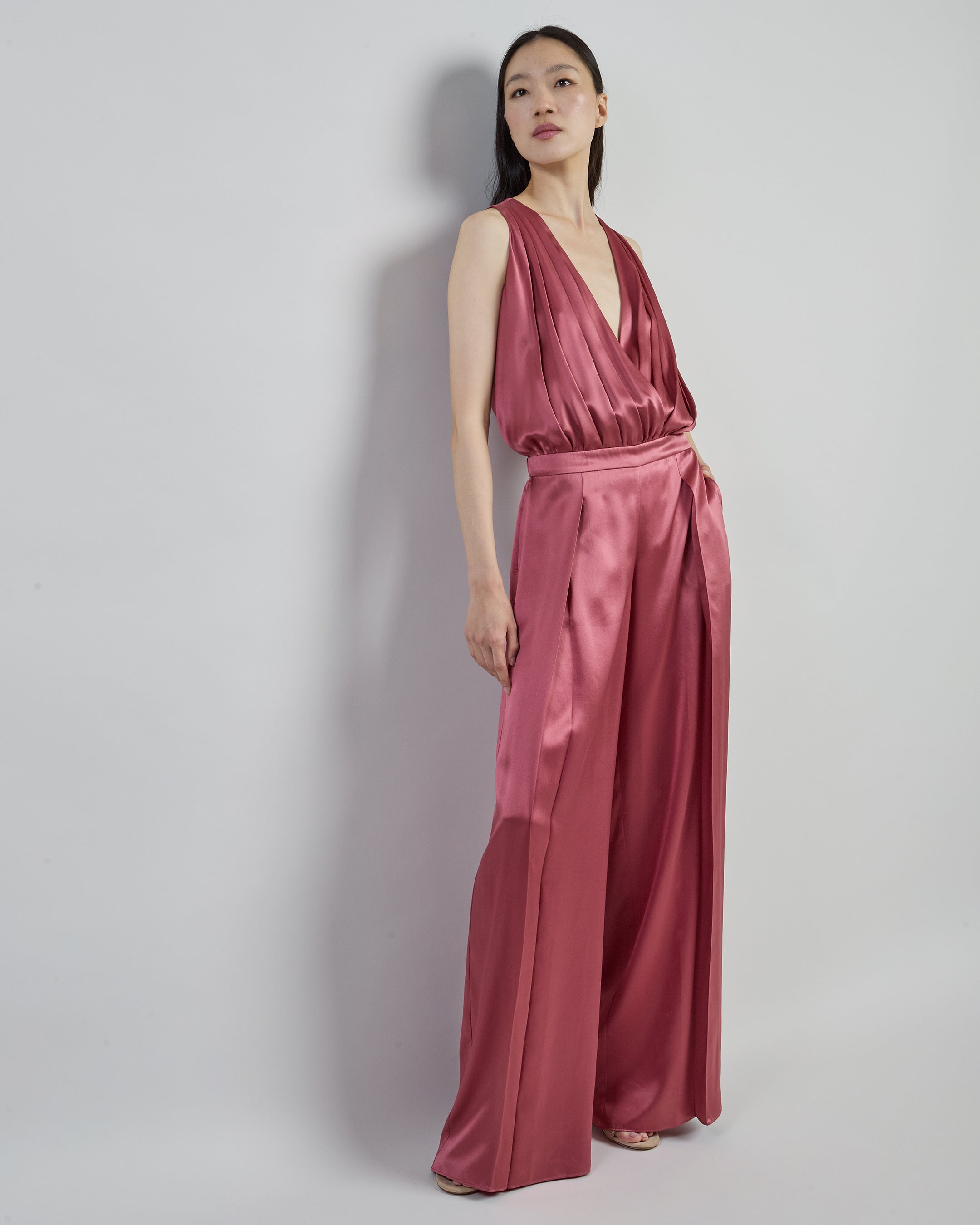 Women's Double Silk Satin Jumpsuit - Comasca Silk - 1
