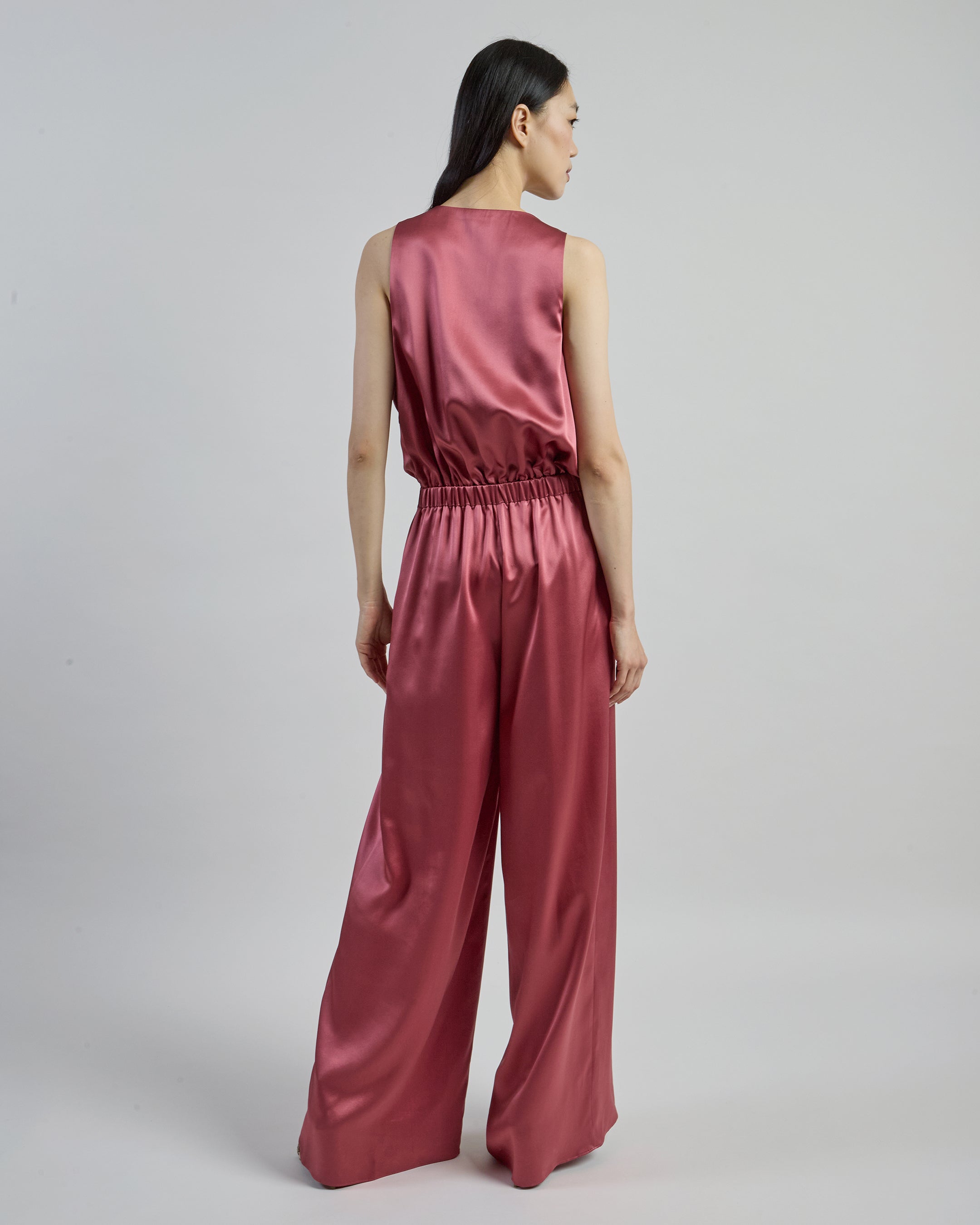 Women's Double Silk Satin Jumpsuit - Comasca Silk - 2