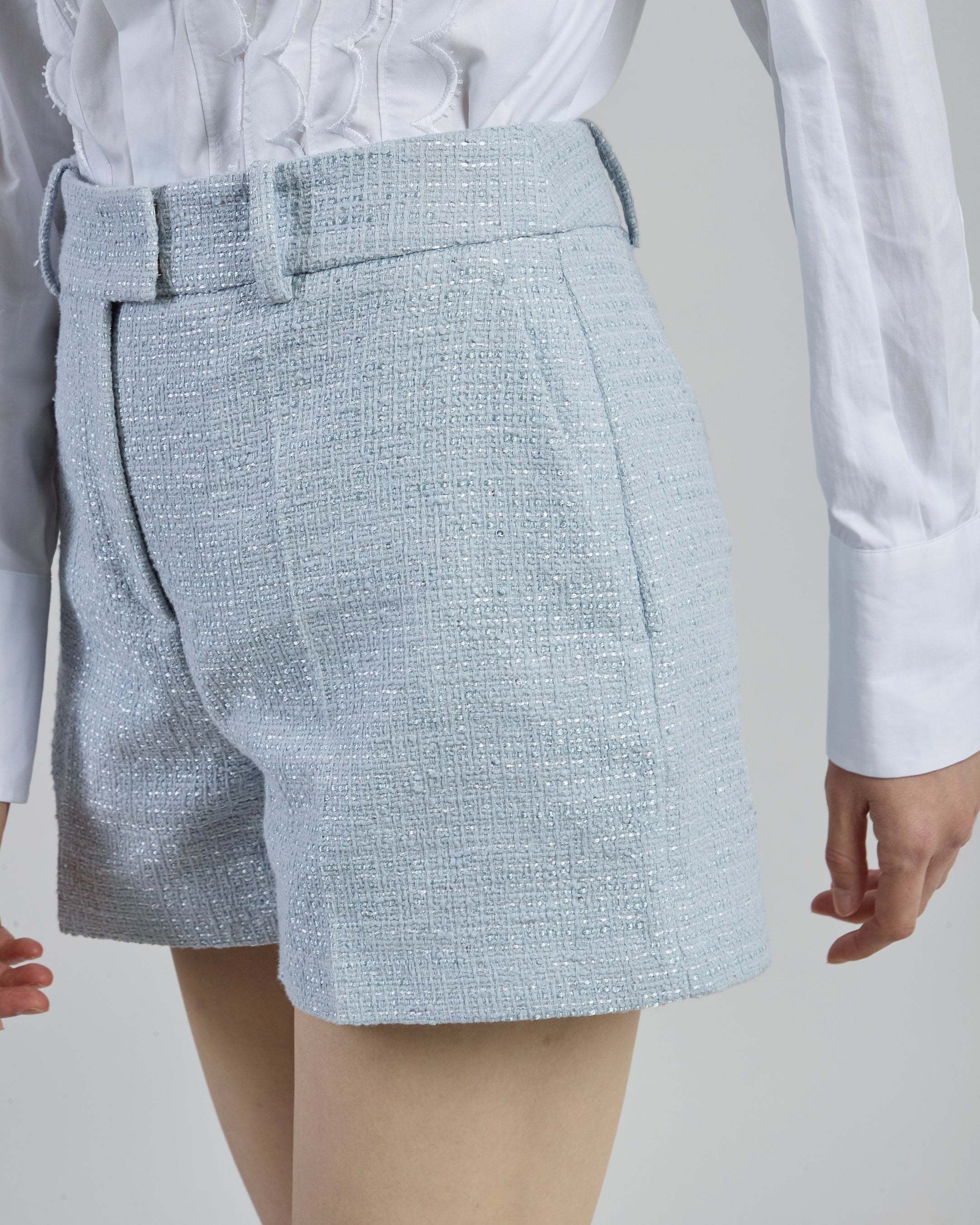 Shorts in Cotone Bouclé con Paillettes da Donna - 3