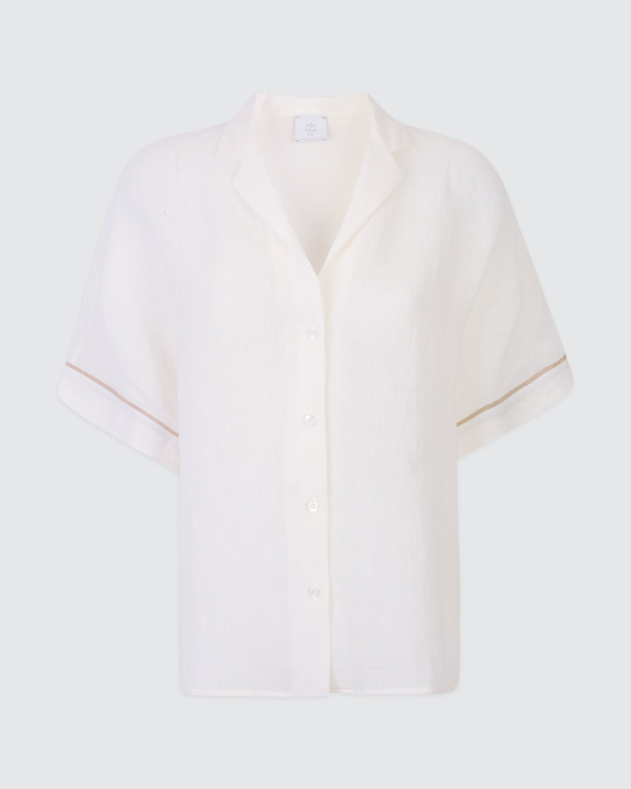 Women's Brushed Linen Short Sleeve Bowling Shirt - 4