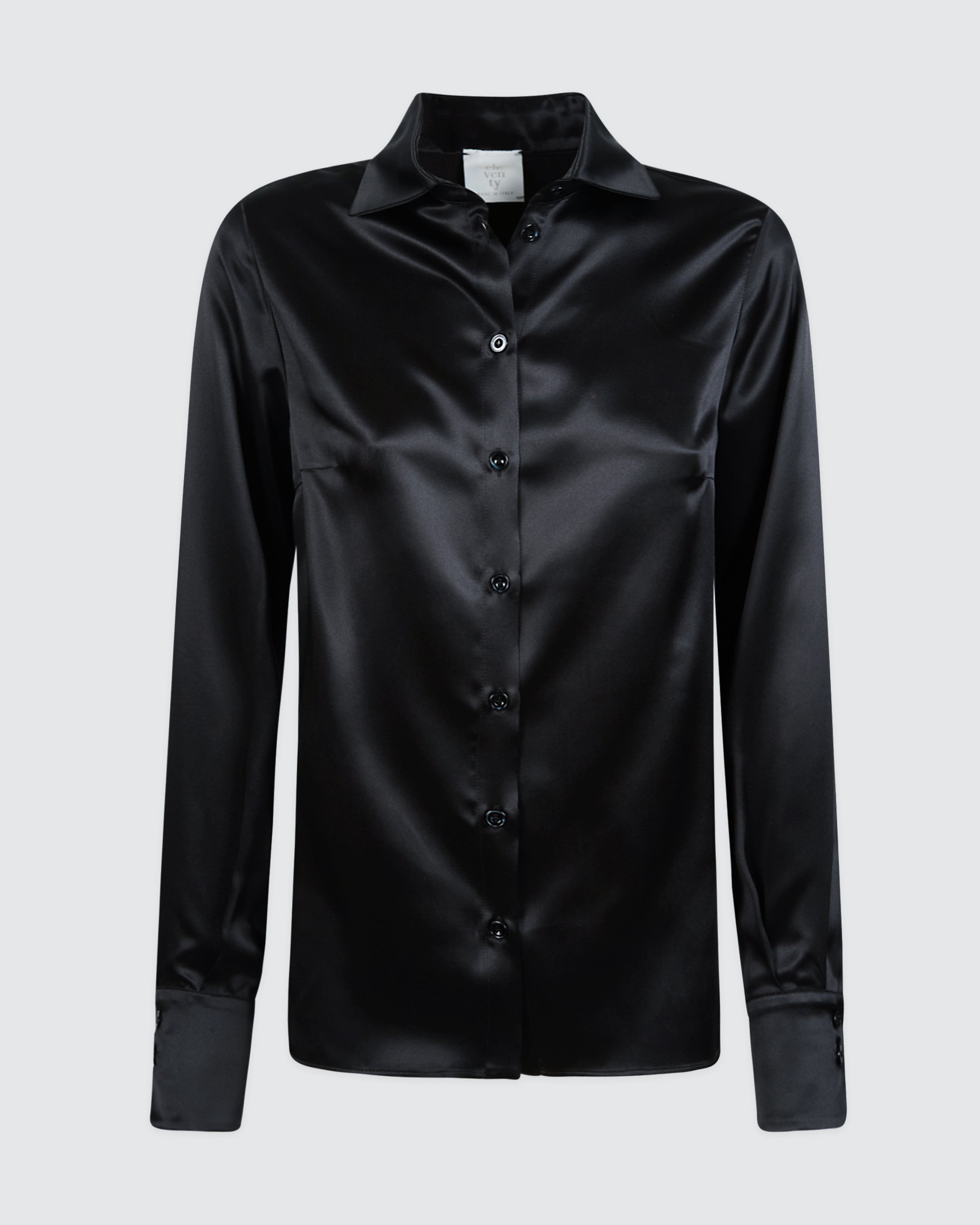 Women's Plain Double Silk Satin Shirt in Comasca Silk - 6