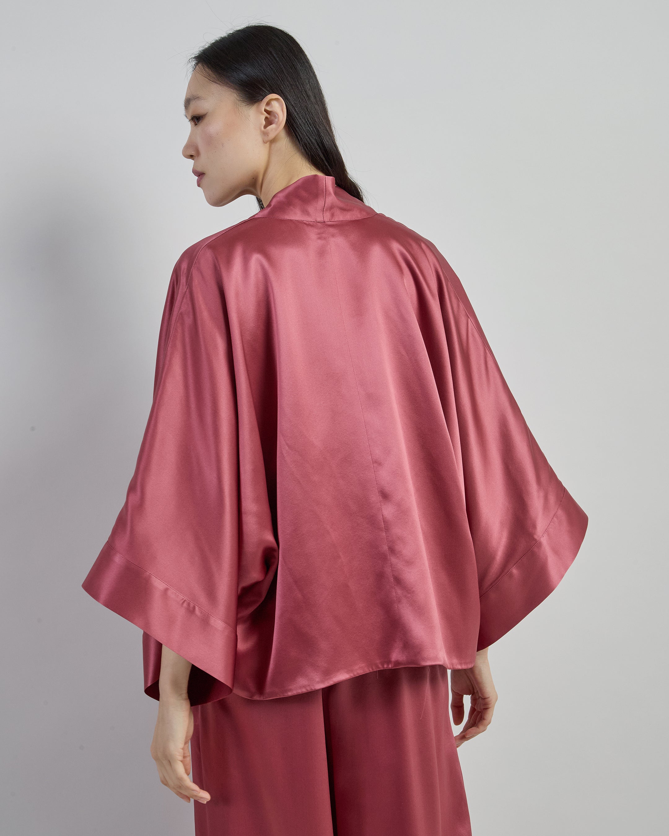 Short Kimono in Double Comasca Silk Satin - 2