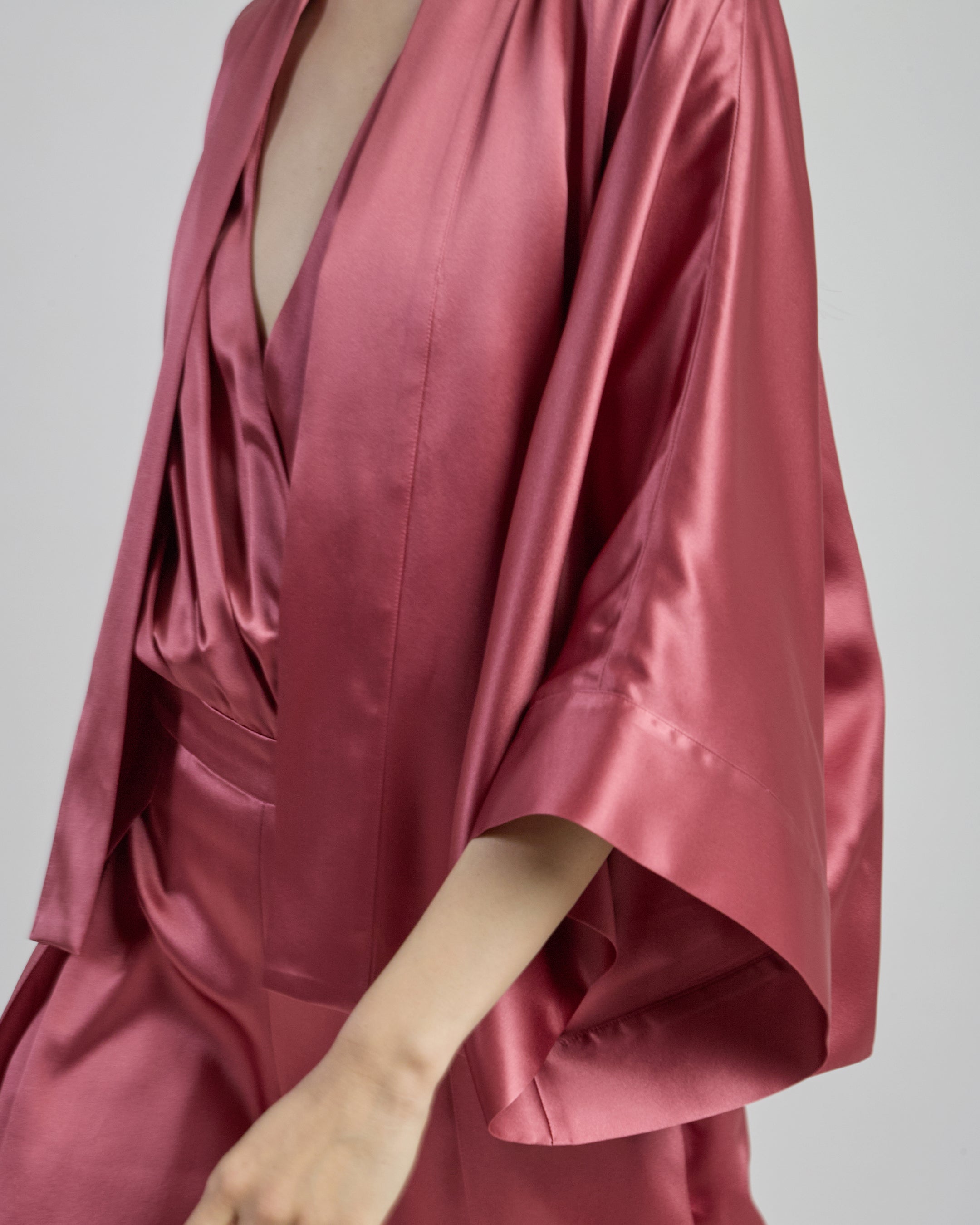 Short Kimono in Double Comasca Silk Satin - 3