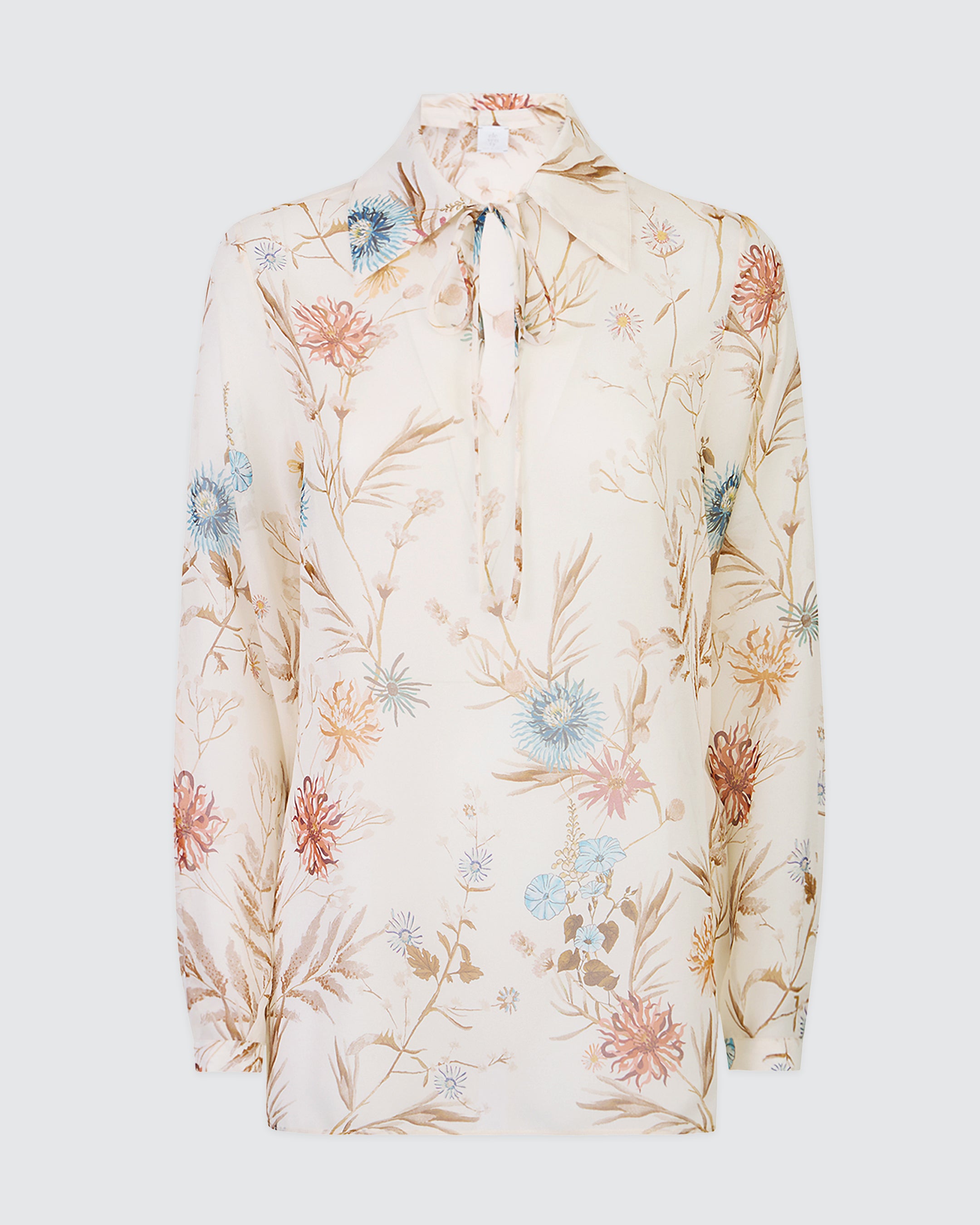Women's Printed Silk Shirt with Floral Pattern