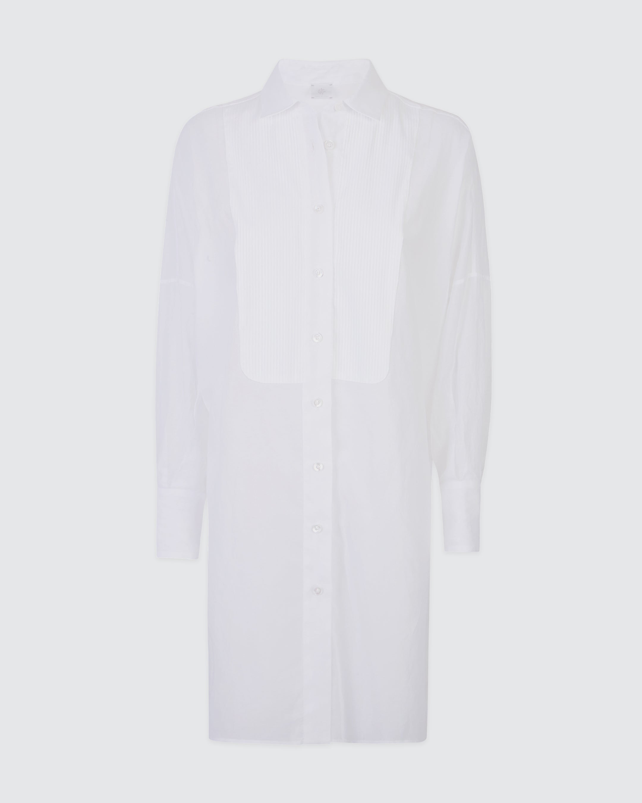 Women's Japanese Cotton Gauze Long Shirt with Plastron - 4