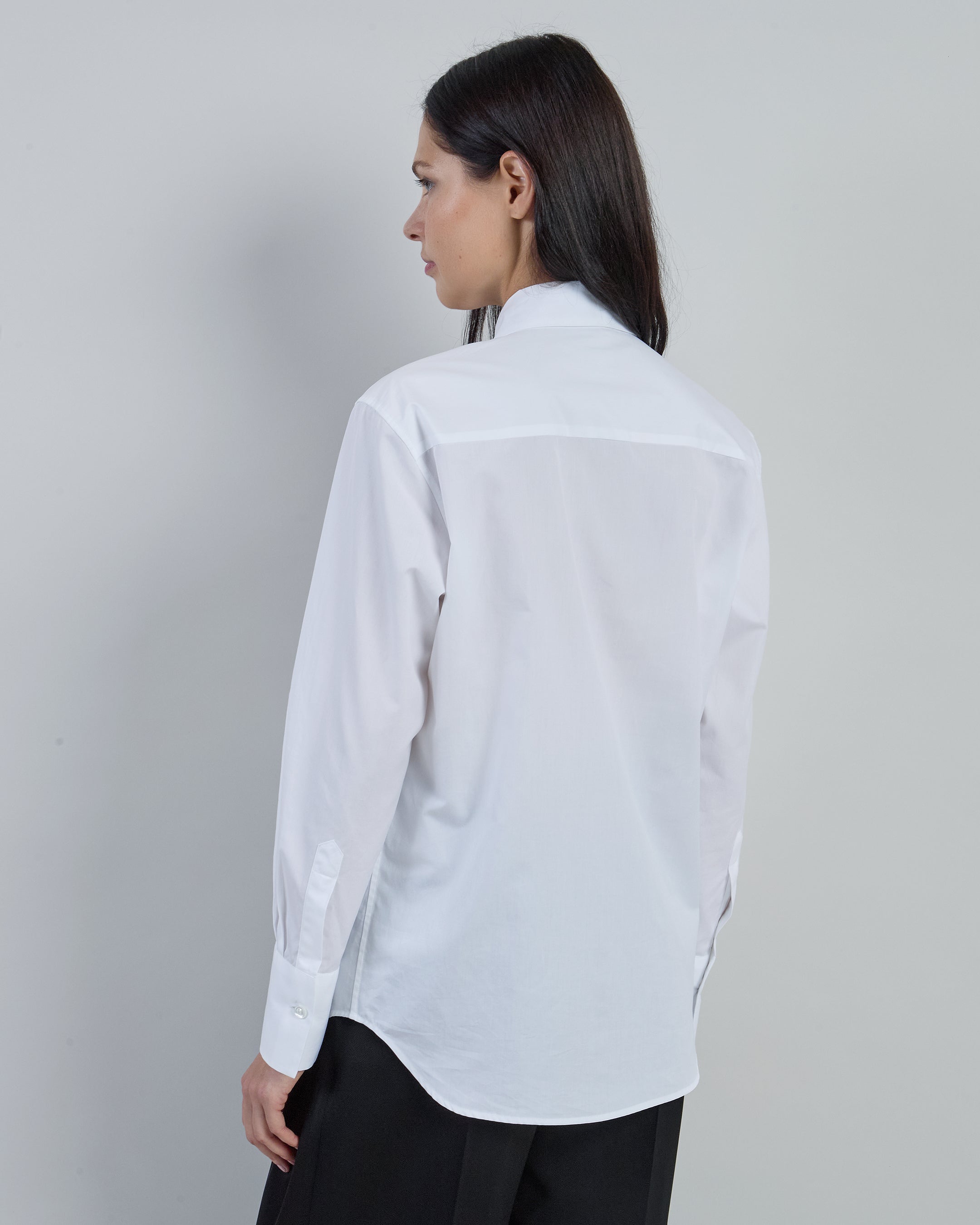 Women's Oversized Pleated Cotton Poplin Shirt - 2