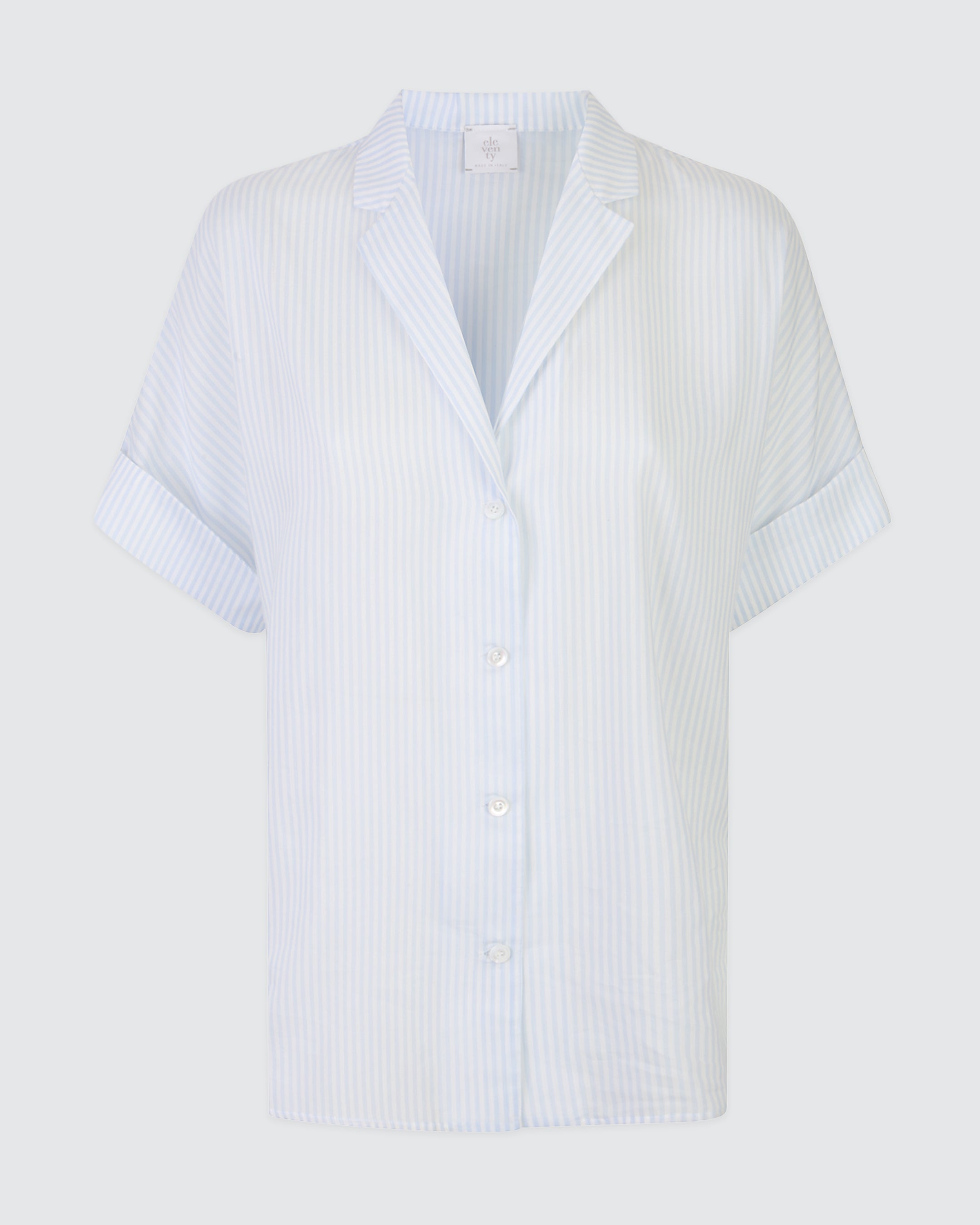 Women's Striped Silk and Cotton Shirt with Bowling Collar - 4