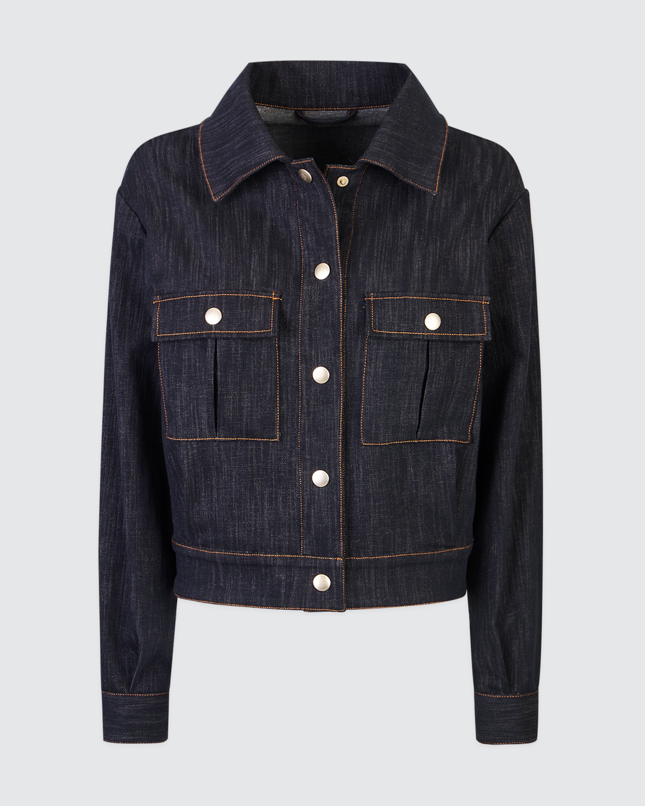 Women's Denim Effect Jacquard Cotton Jacket with Lurex