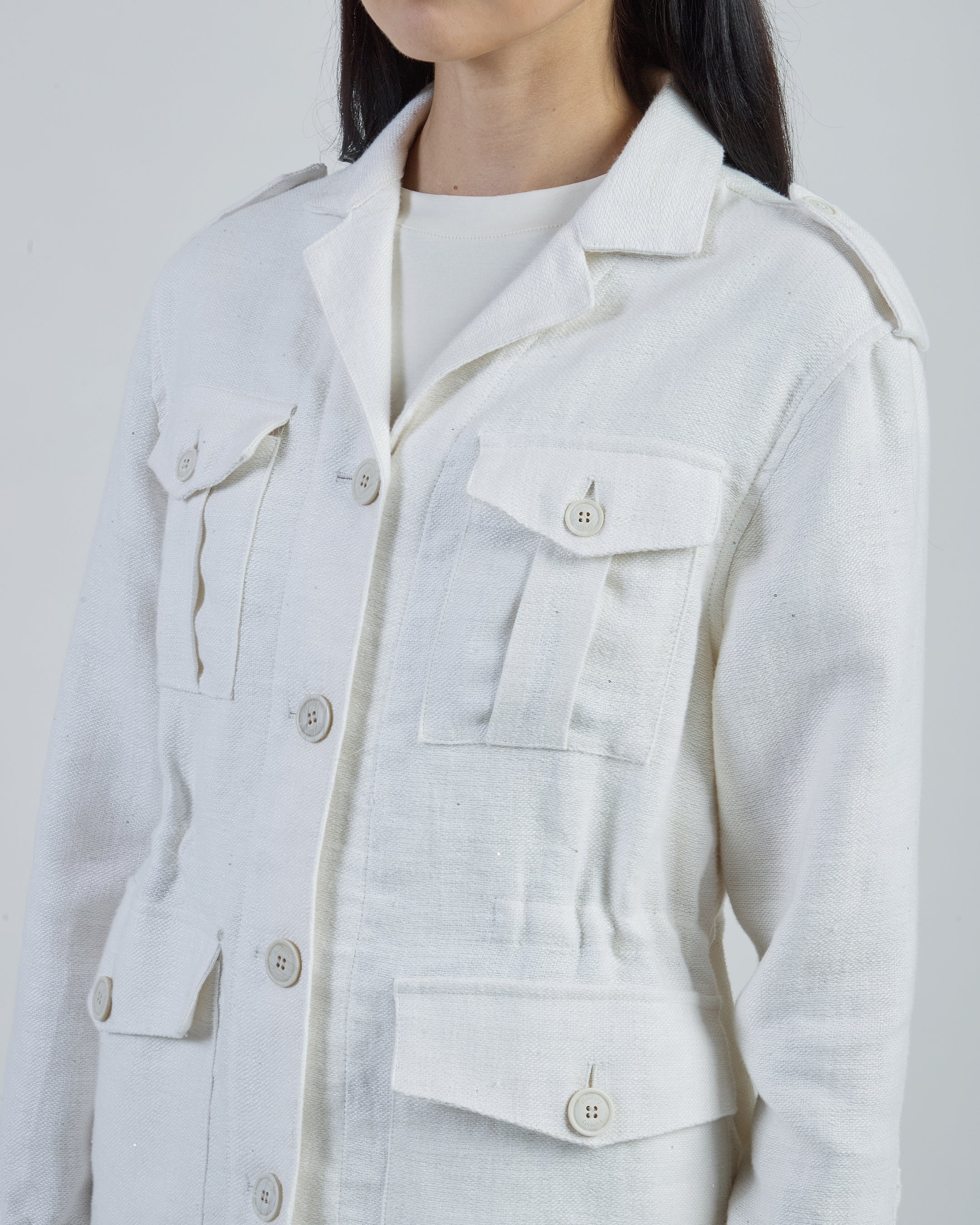 Women's Hemp and Linen Safari Jacket with Pockets