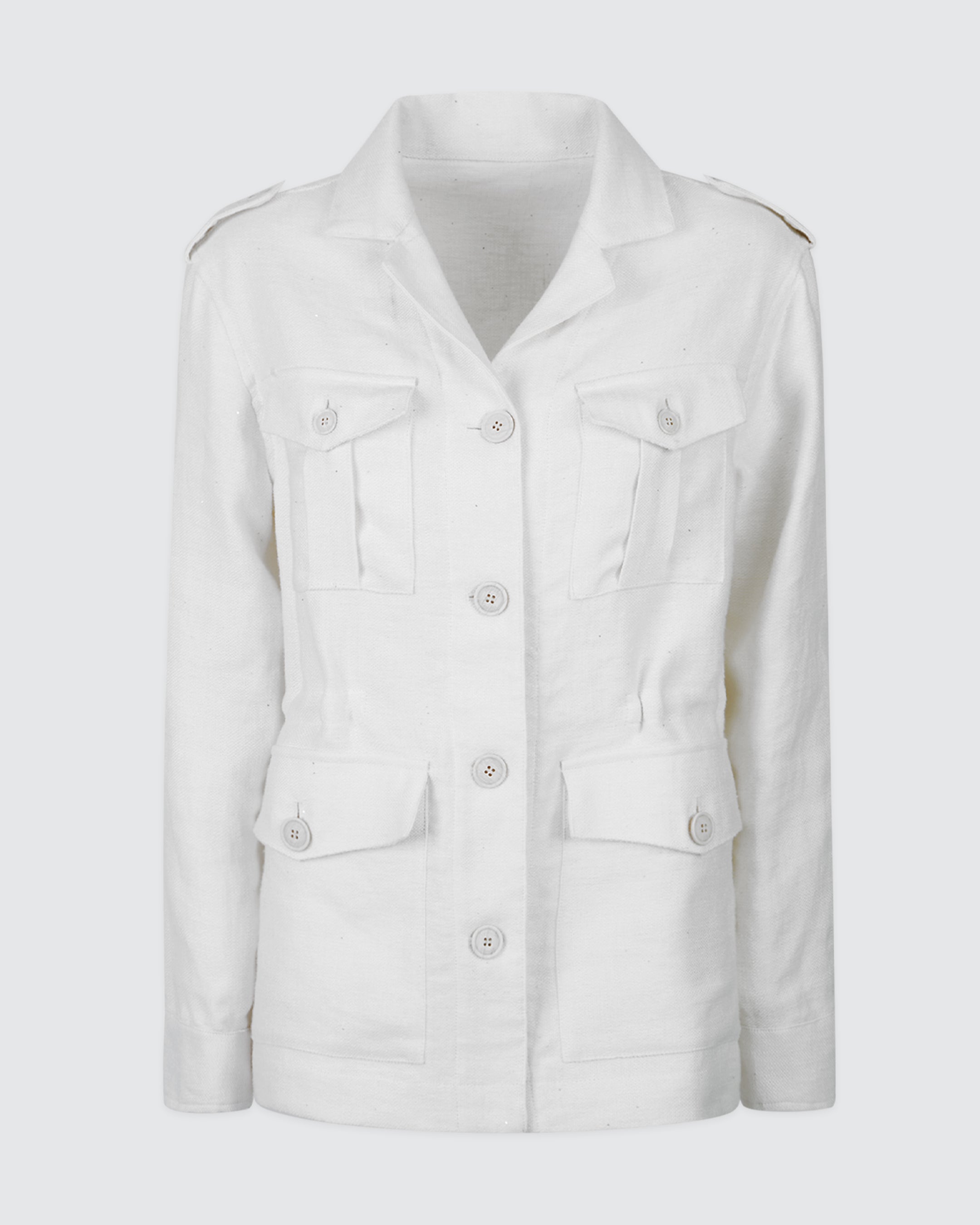 Women's Hemp and Linen Safari Jacket with Pockets - 5