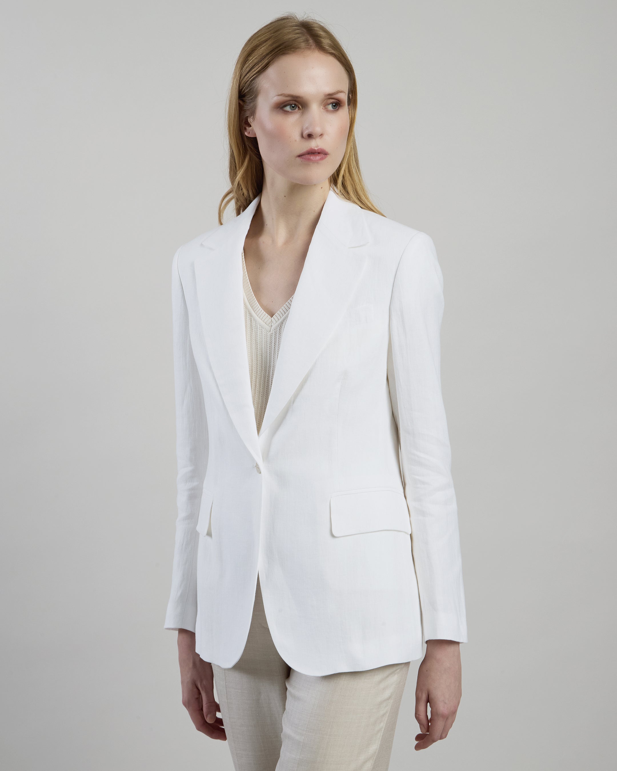 Women's Single-Breasted Linen Jacket for Summer Style - 1