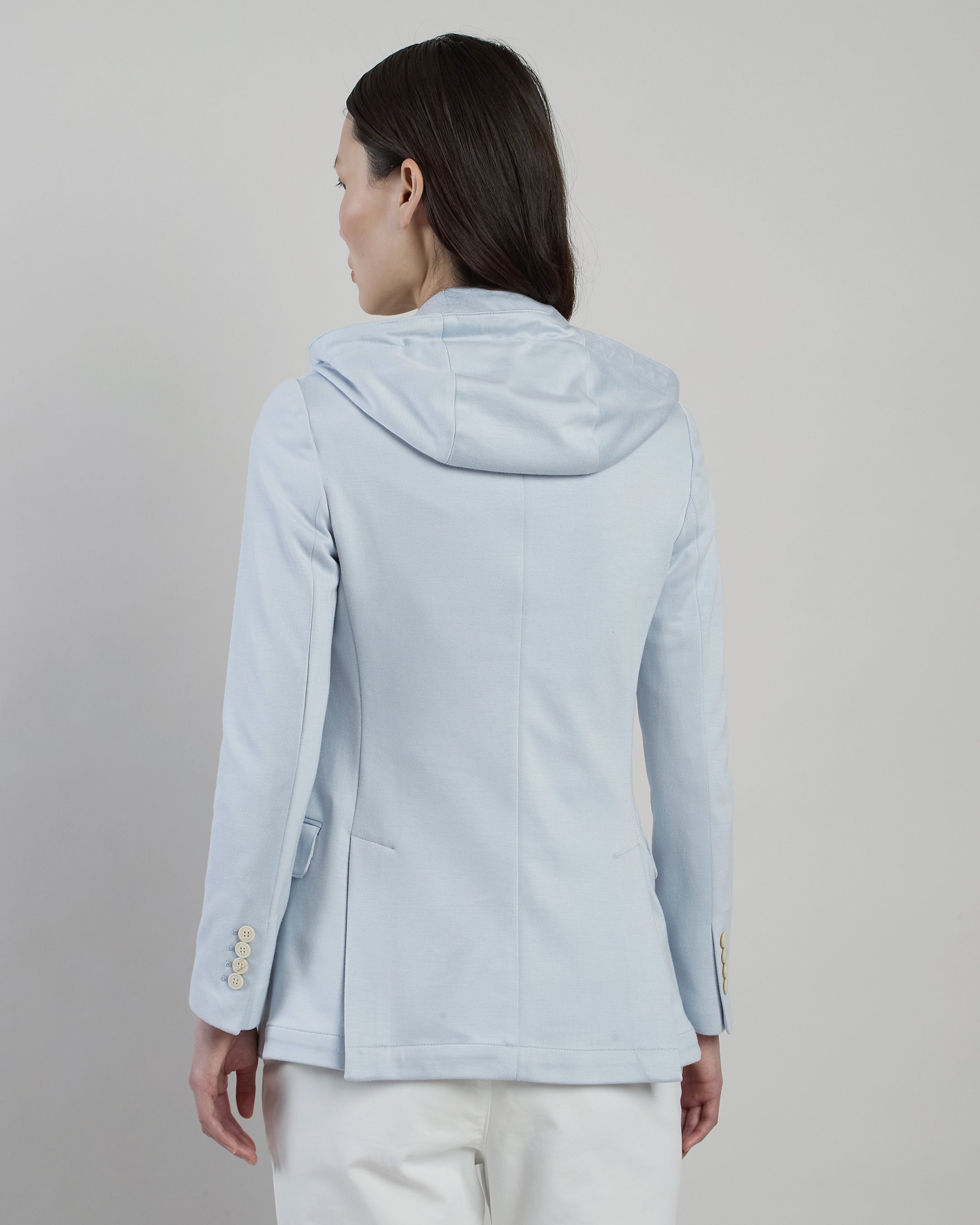 Women's Single-Breasted Viscose Cotton Jacket with Hood alternative