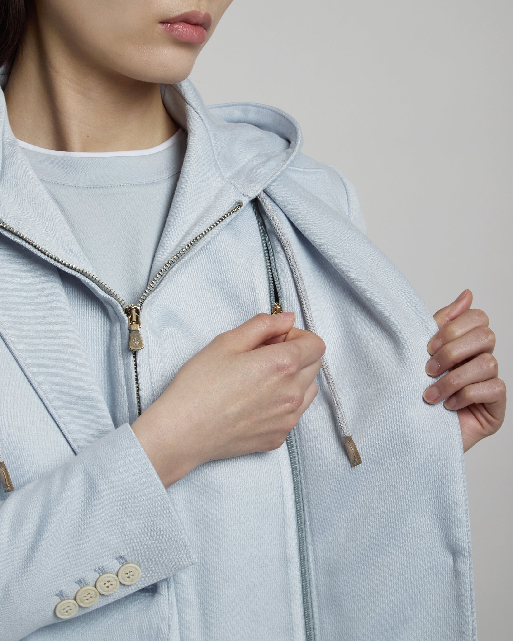 Women's Single-Breasted Viscose Cotton Jacket with Hood