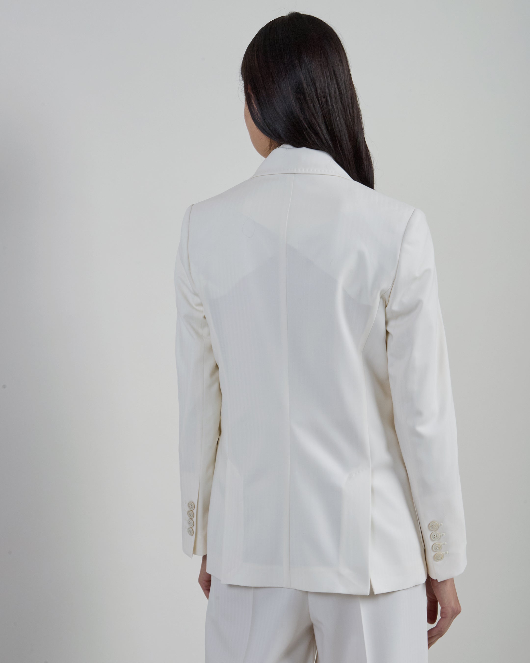 Double-Breasted Stretch Wool Jacket with MF Stitching alternative
