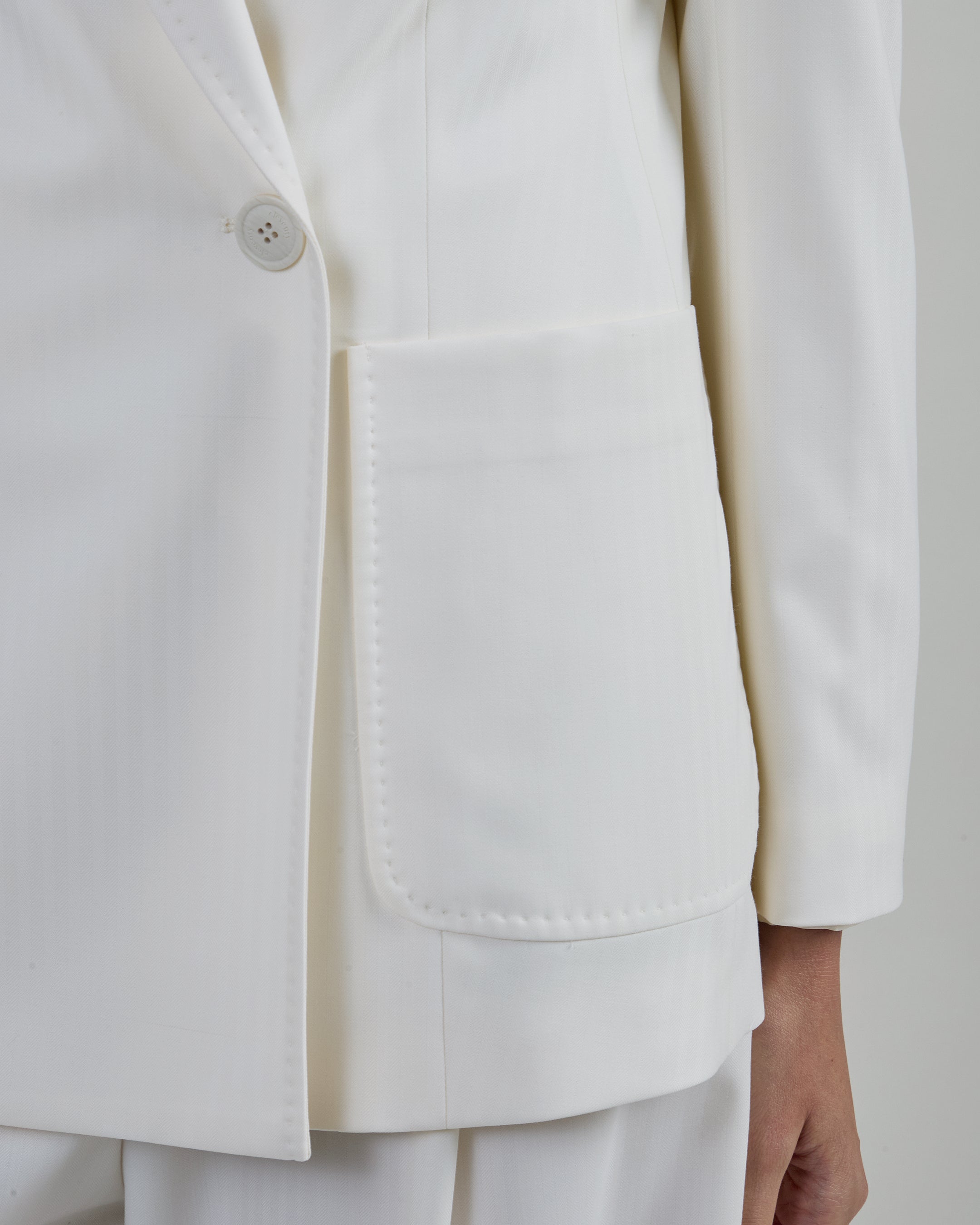 Double-Breasted Stretch Wool Jacket with MF Stitching