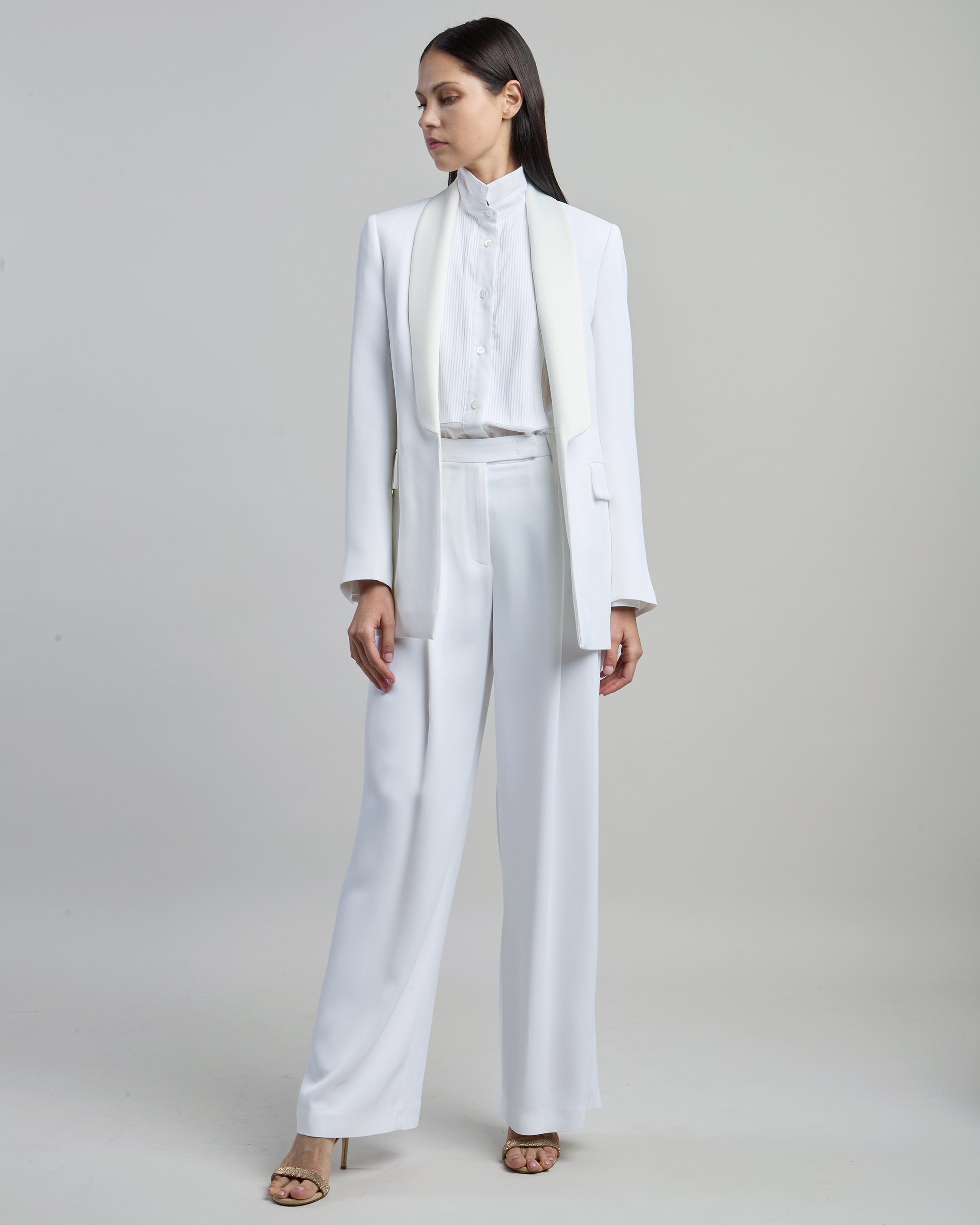 Women's Viscose and Satin Tuxedo Jacket - 3