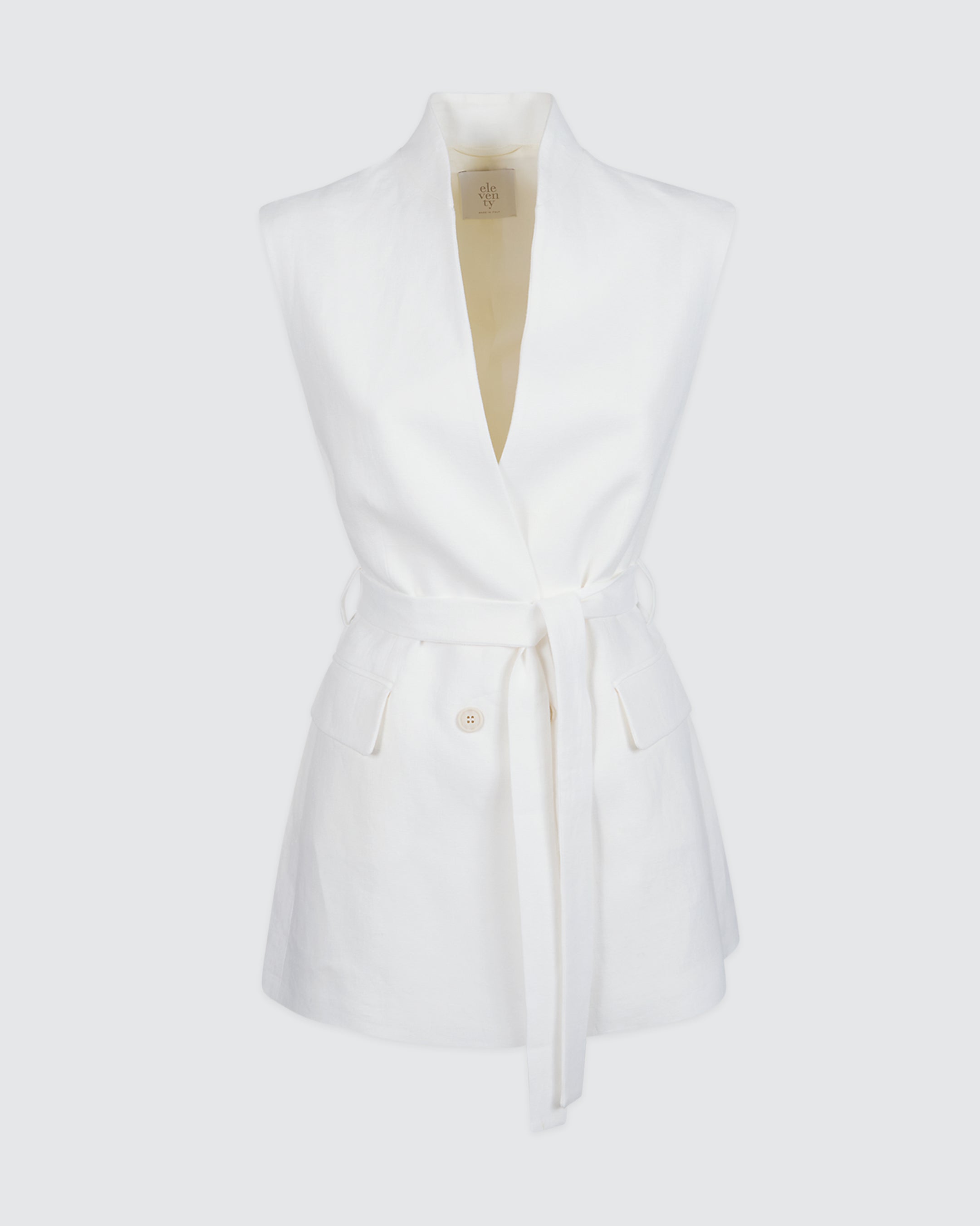 Women's Belted Linen Vest in Sackcloth Fabric