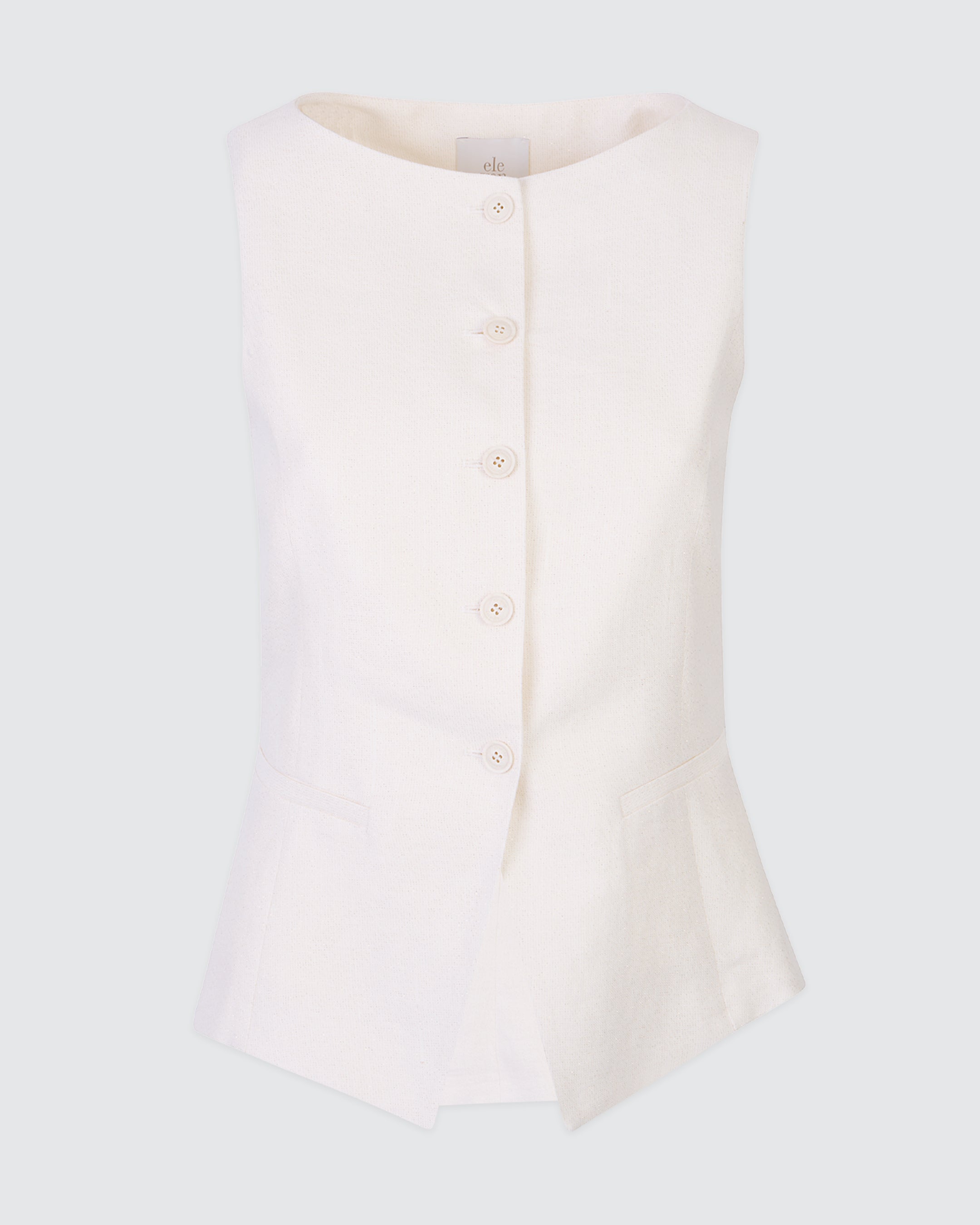 Women's Linen and Viscose Lurex Vest with Boat Neck