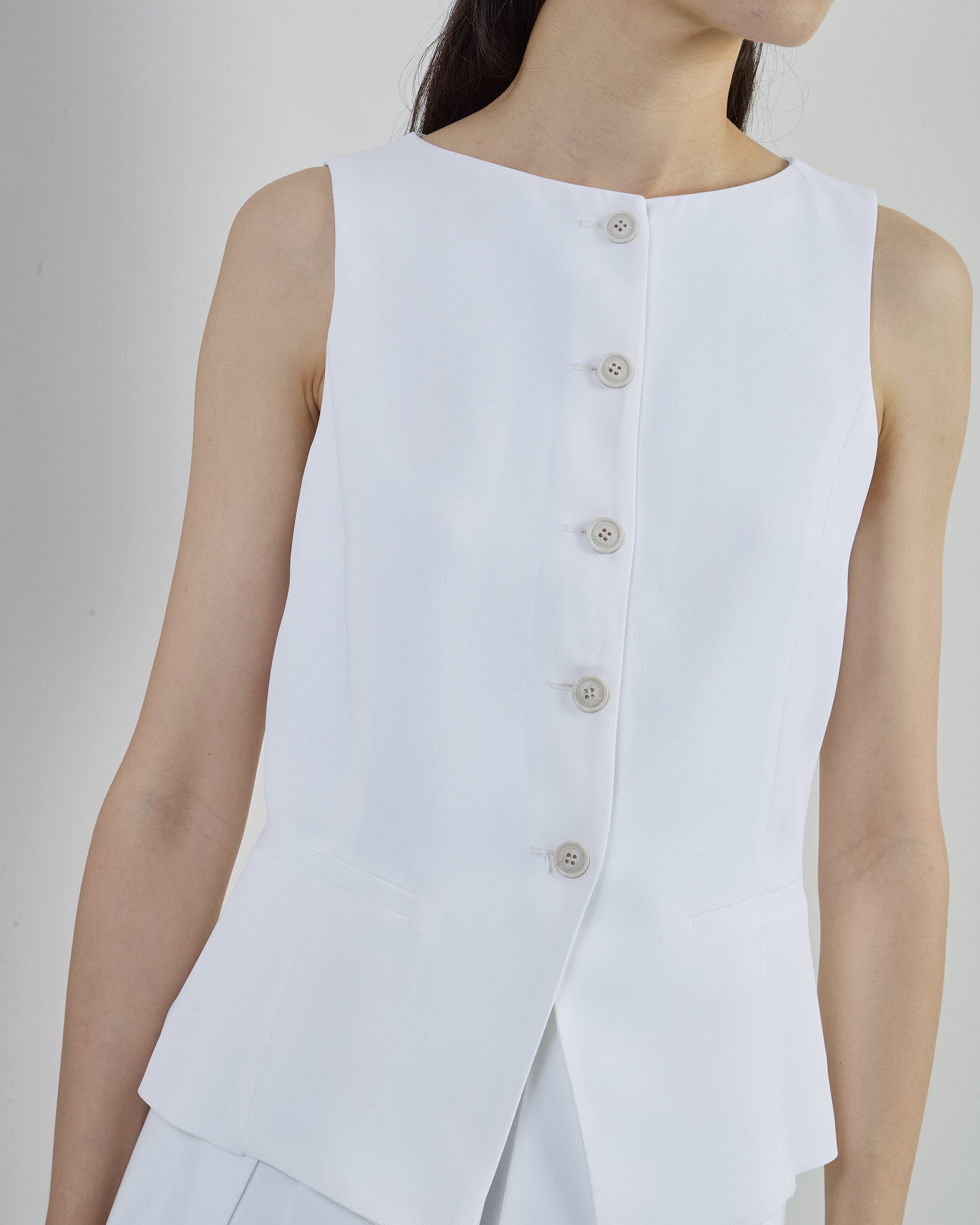 Women's Boat Neck Viscose Vest with Diagonal Weave