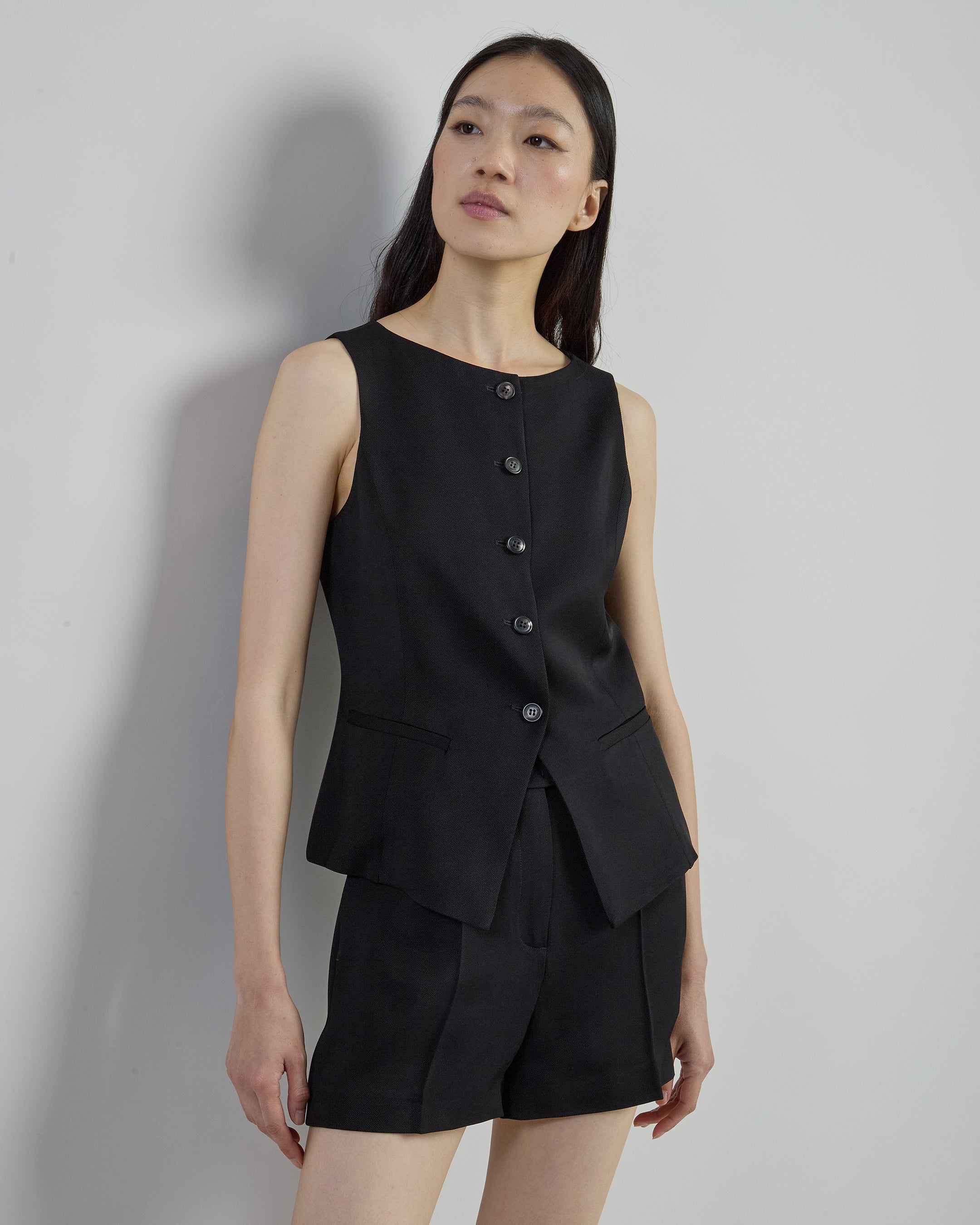 Women's Boat Neck Viscose Vest with Diagonal Weave - 5