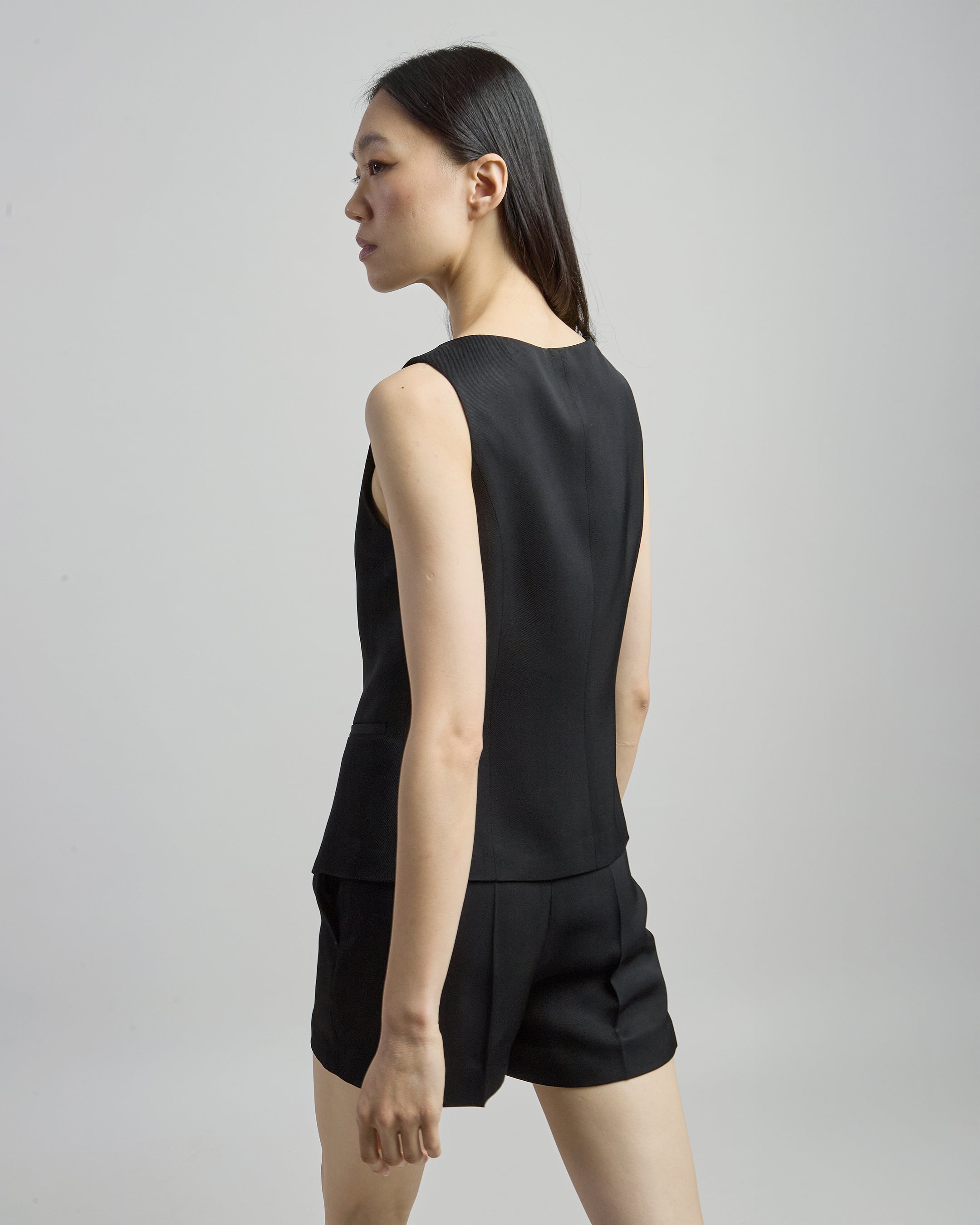 Women's Boat Neck Viscose Vest with Diagonal Weave