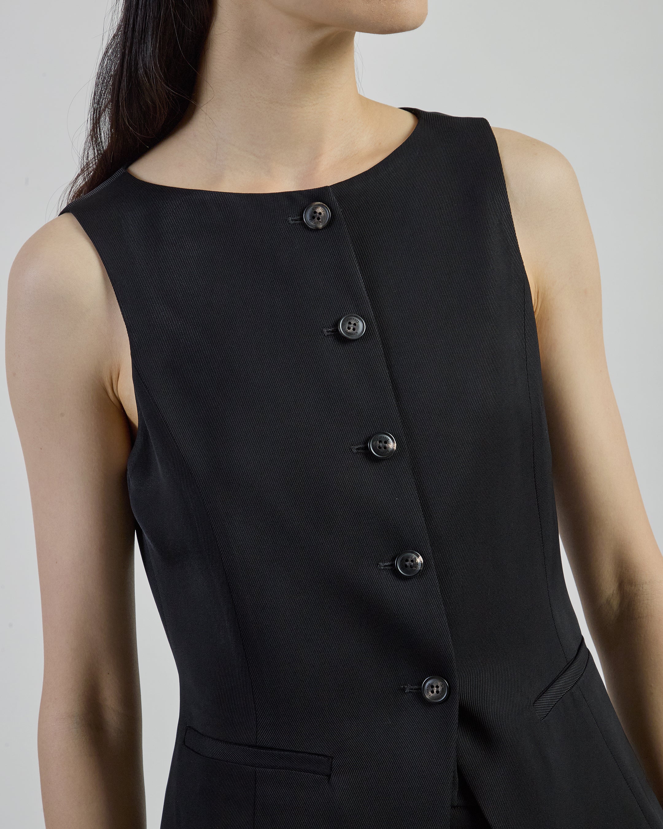 Women's Boat Neck Viscose Vest with Diagonal Weave - 7