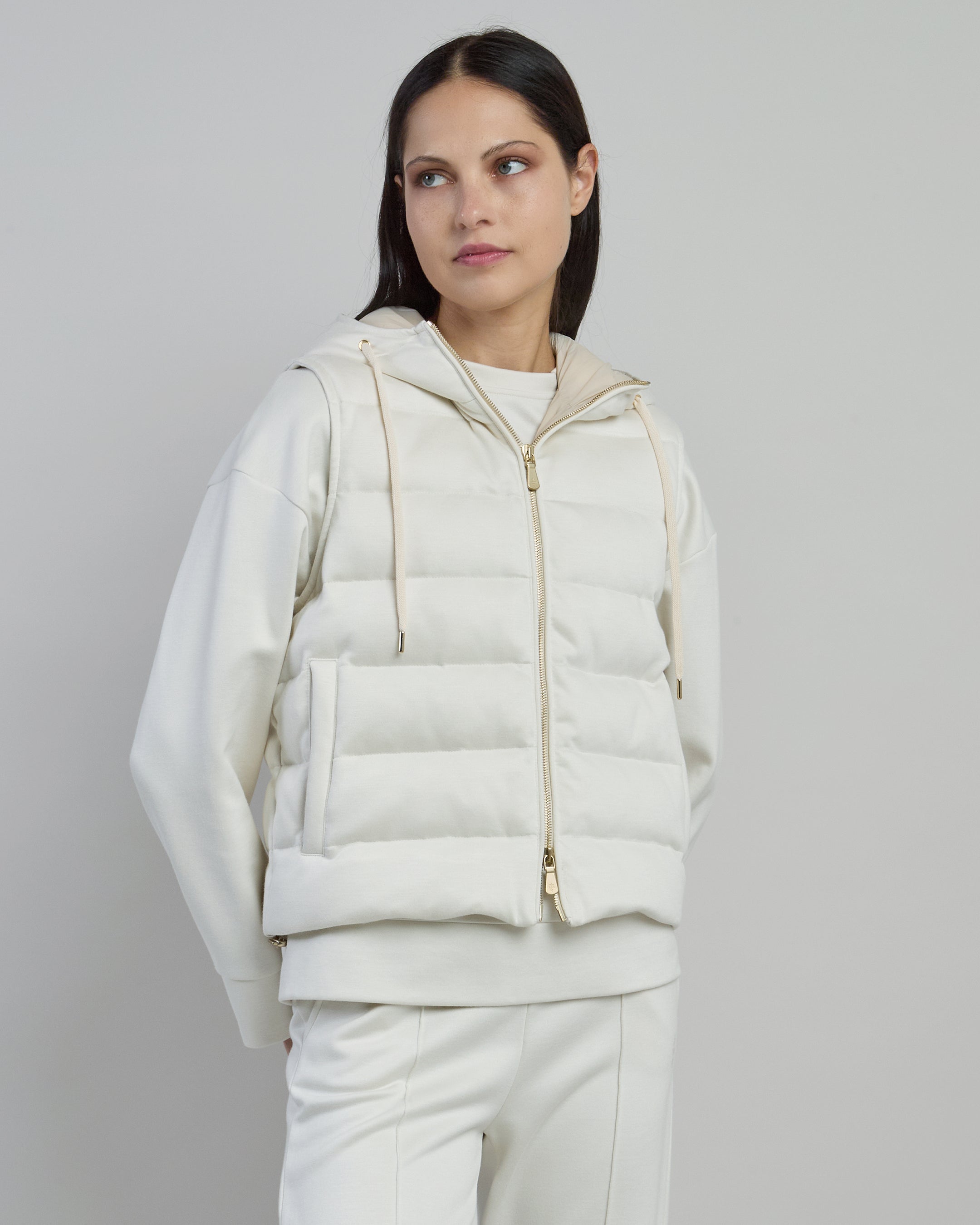 Women's Viscose Cotton Padded Vest with Hood
