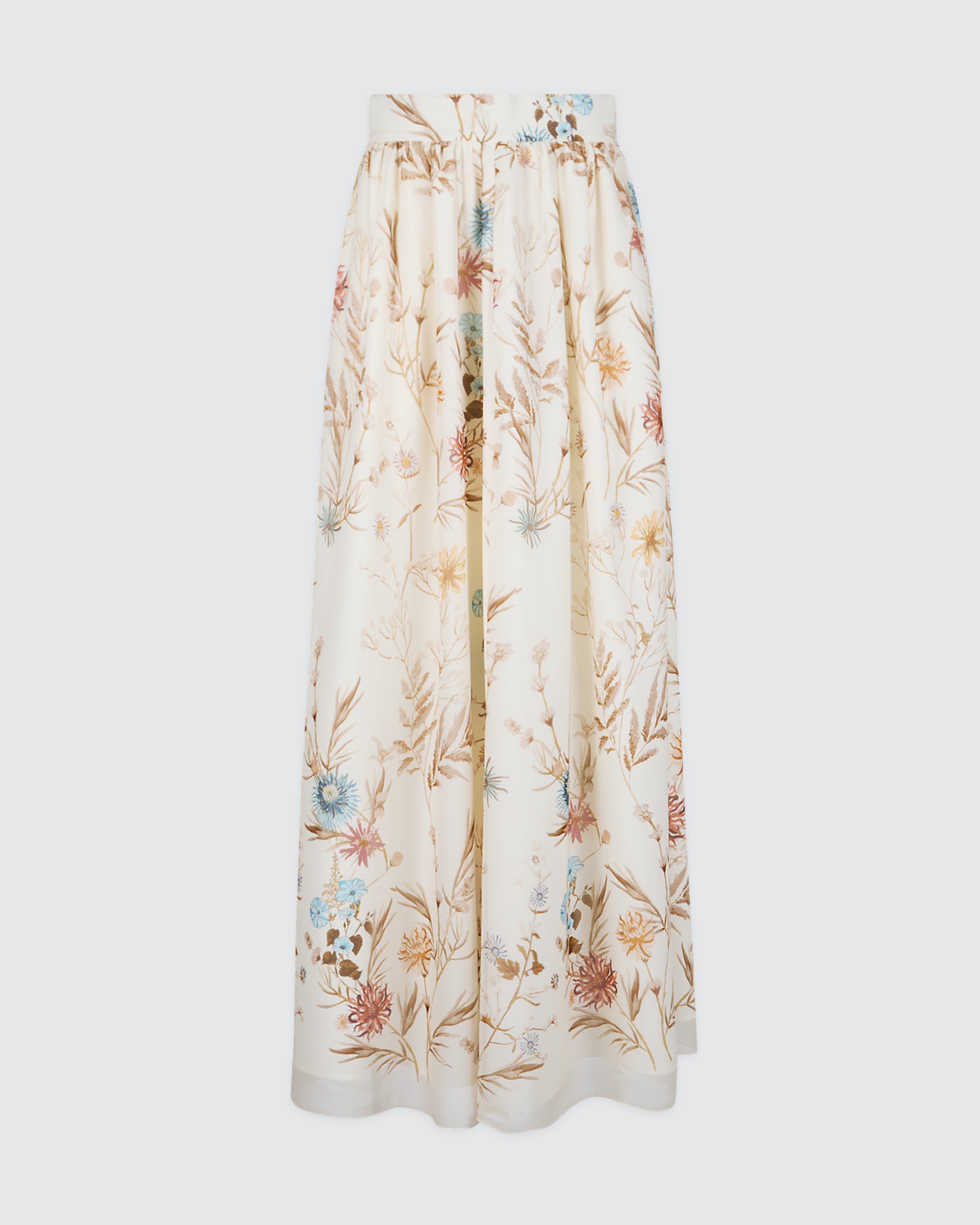 Long Printed Silk Georgette Skirt with Floral Pattern - 4