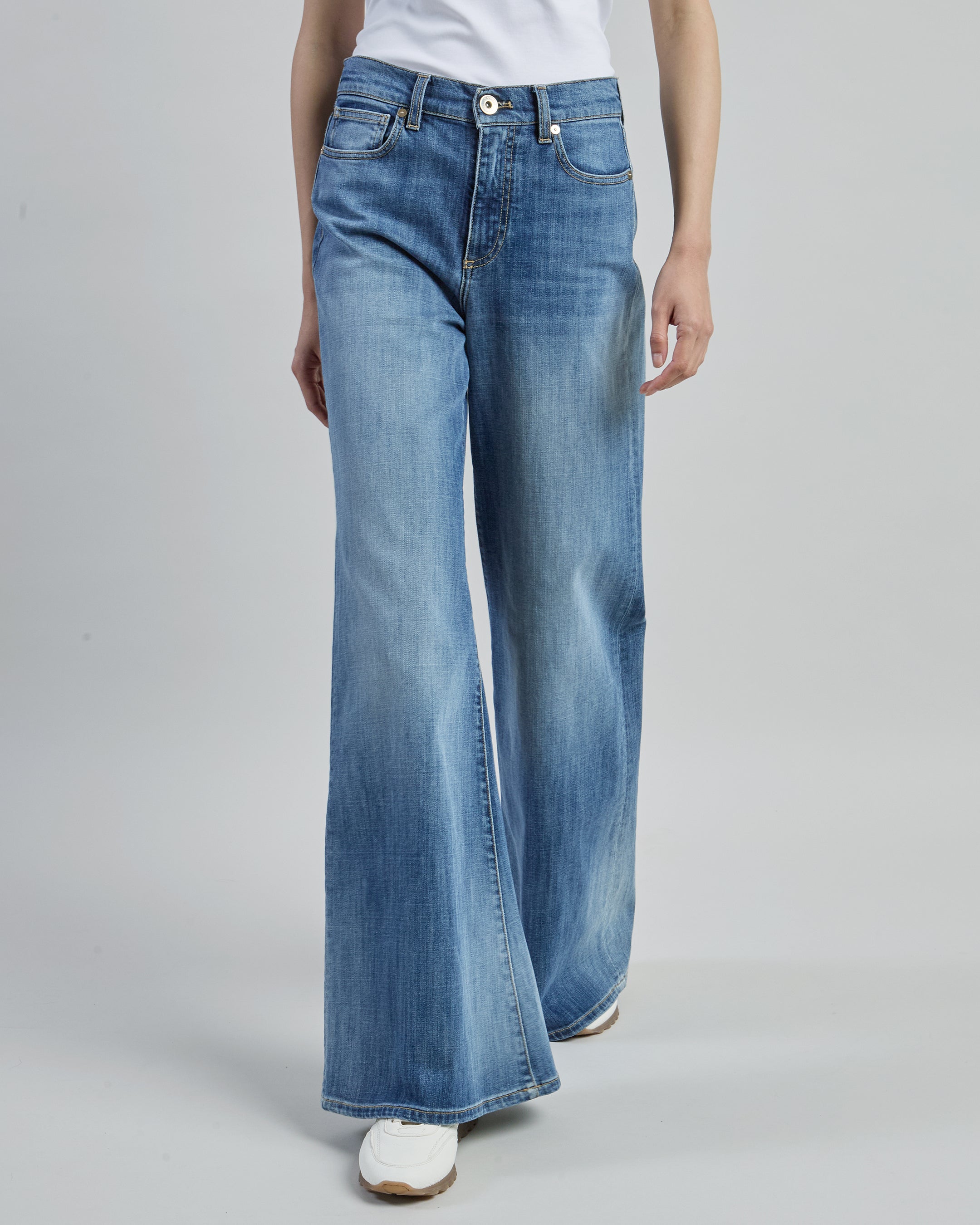 Women's Flared Stretch Cotton Denim Trousers