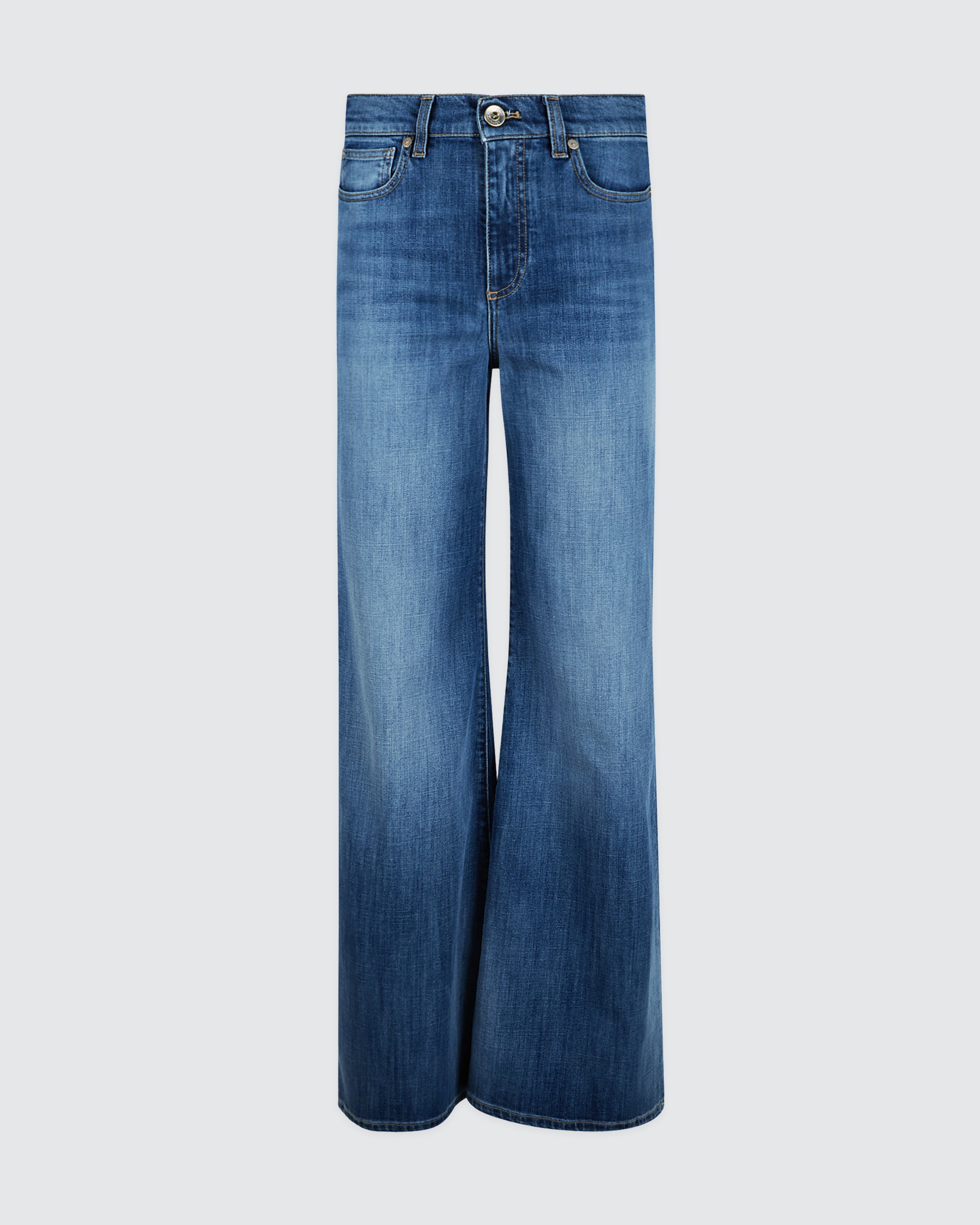 Women's Flared Stretch Cotton Denim Trousers - 4