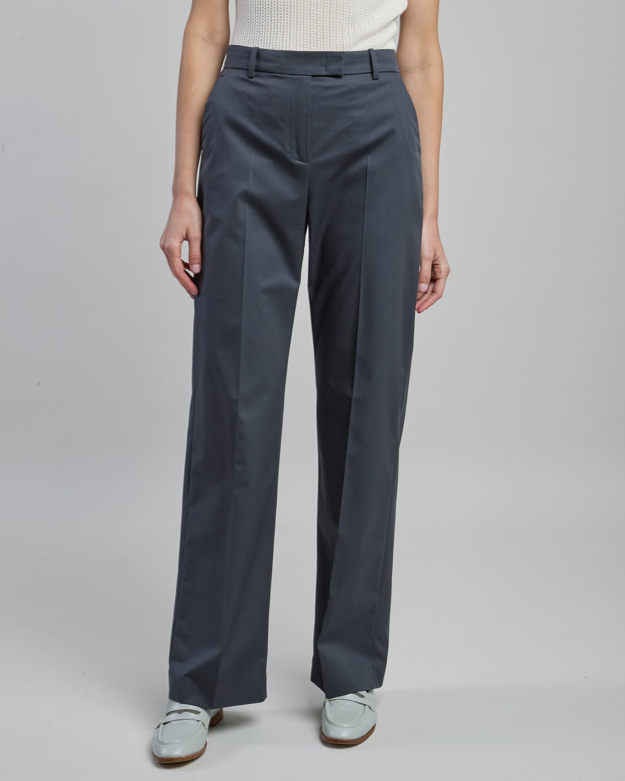Women's Straight Leg Cotton and Lyocell Trousers - 1