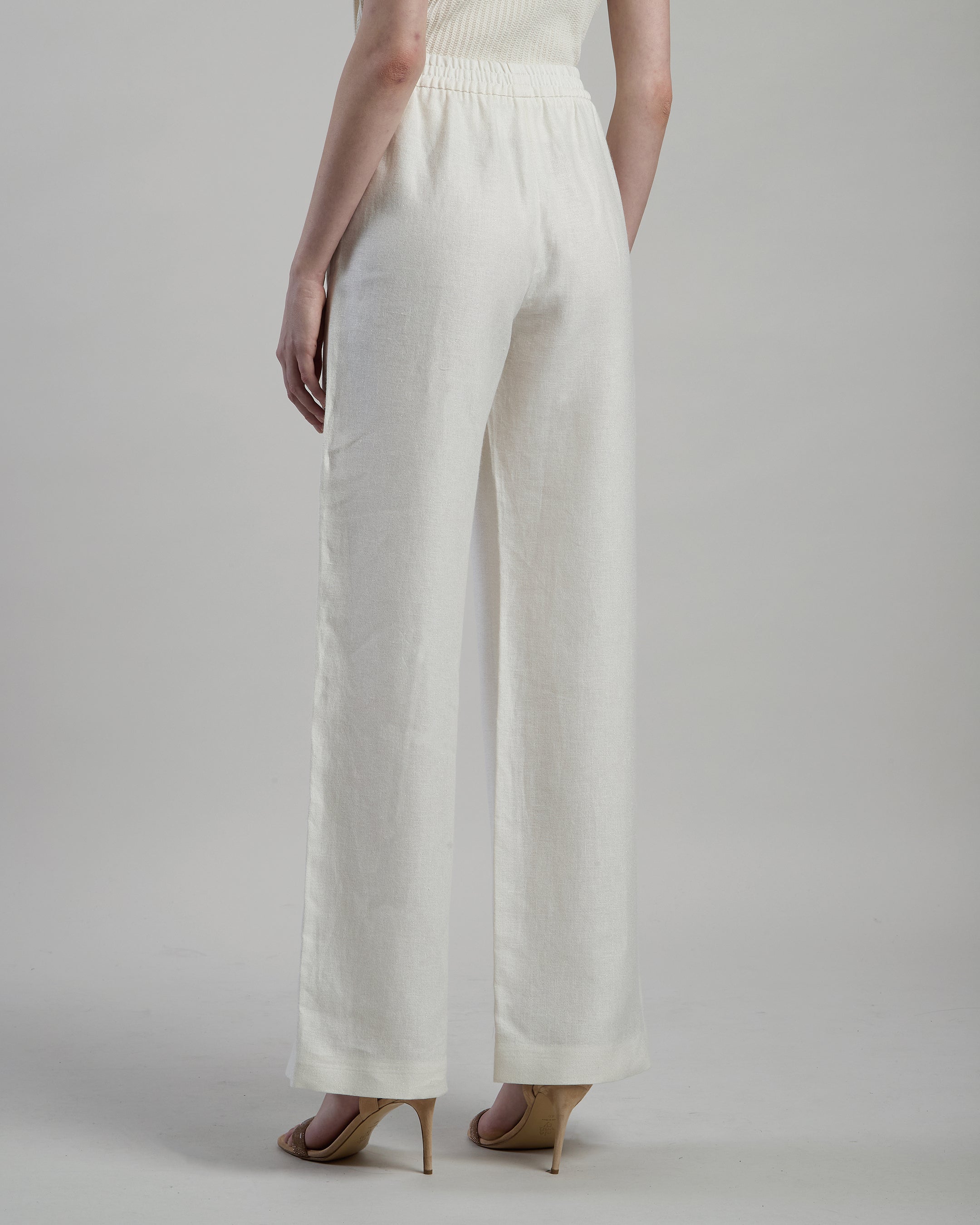 Women's Lurex Linen and Viscose Wide-Leg Trousers alternative