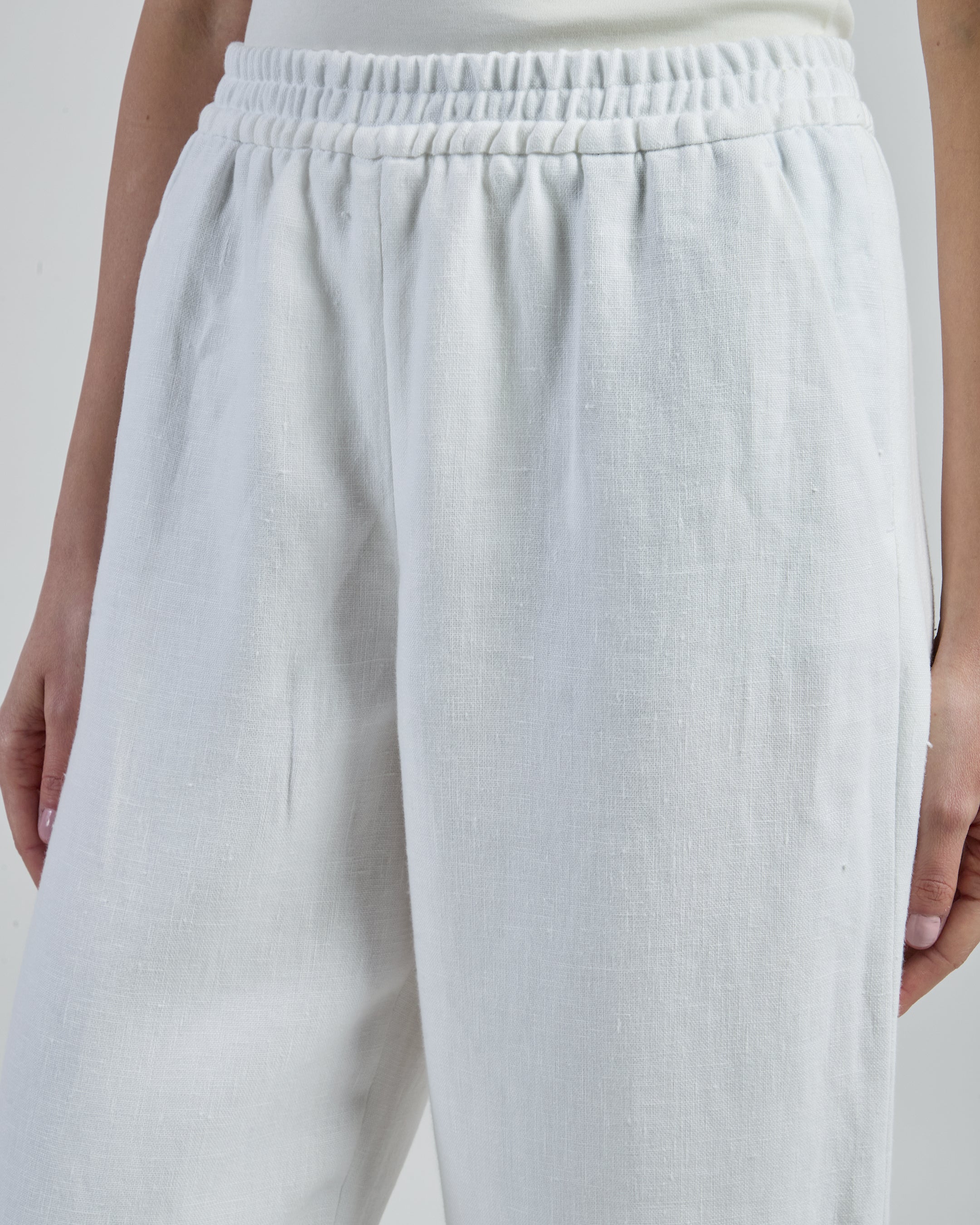 Women's 100% linen trousers with elasticated waist - 3