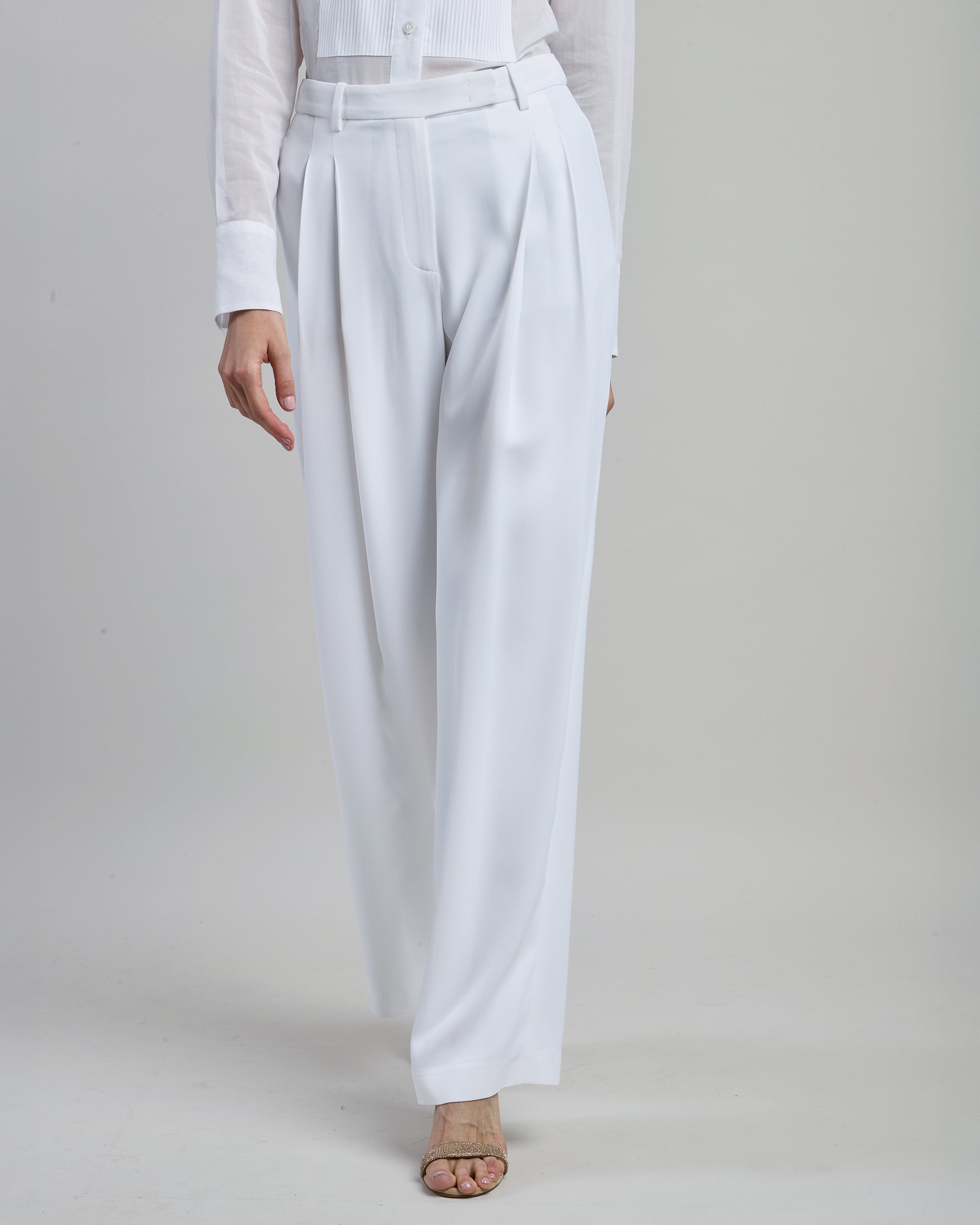 Women's Double Pleated Viscose Trousers - 1
