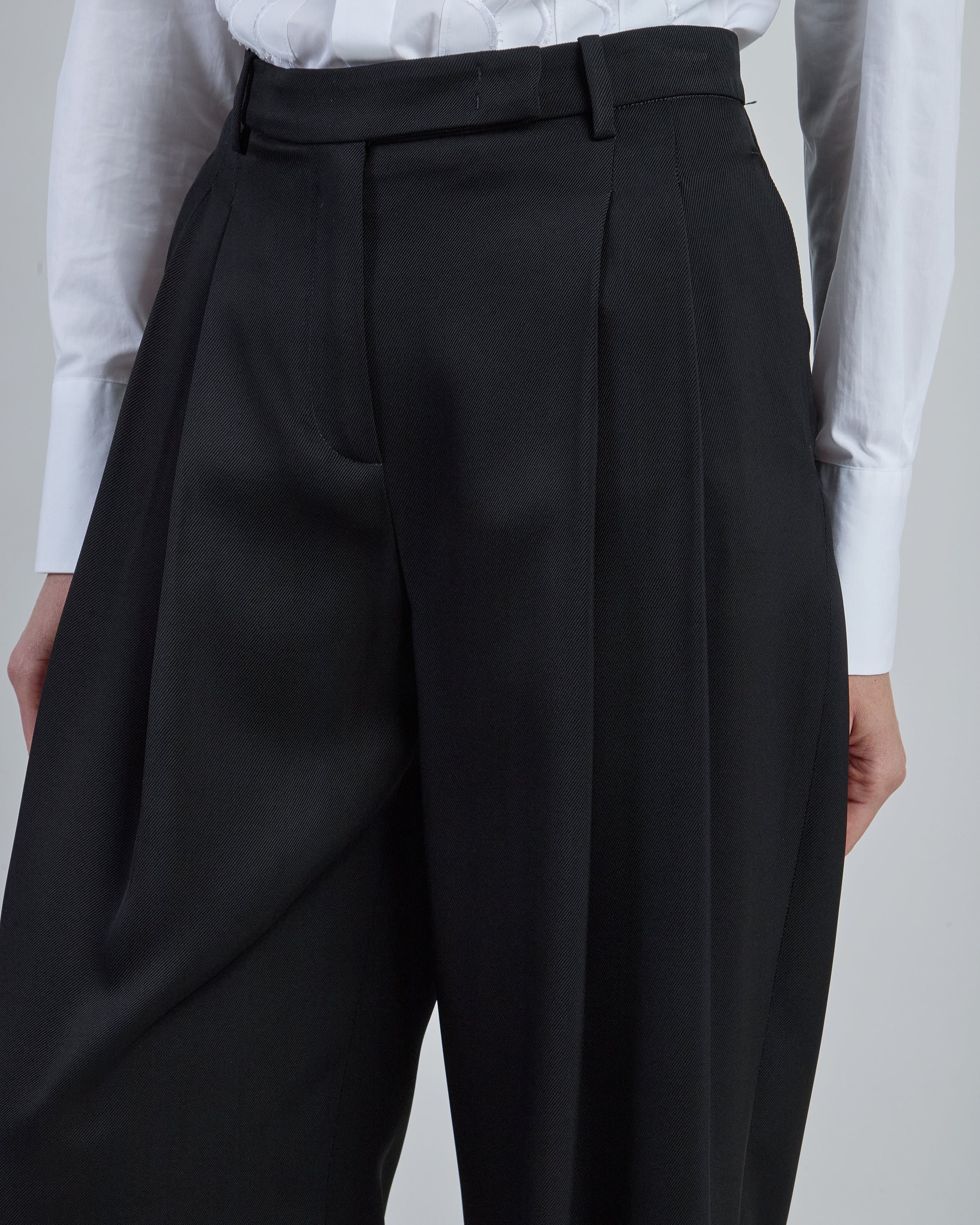 Women's Double Pleated Viscose Trousers - 7