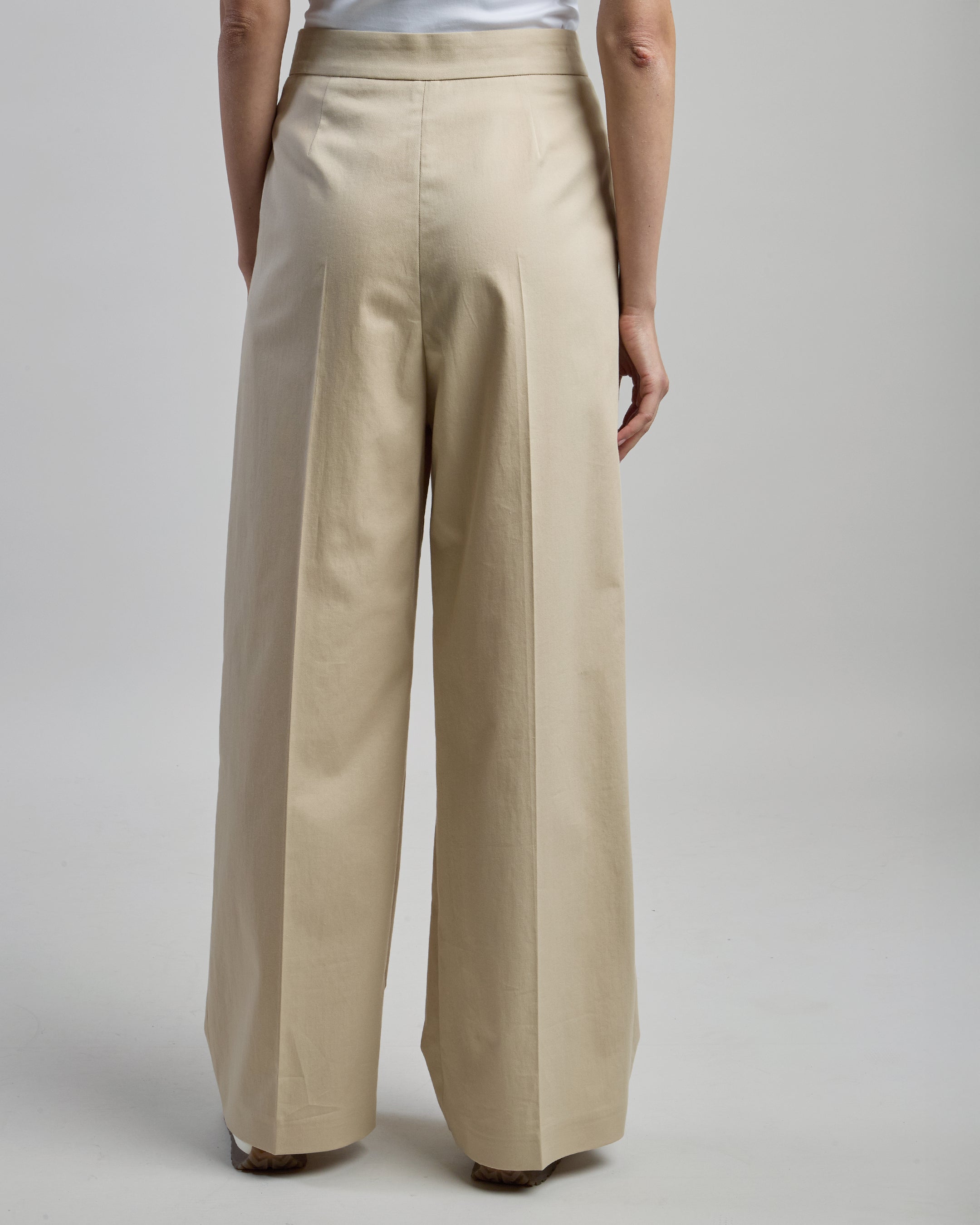Women's High-Waist Stretch Cotton Trousers with Pleats alternative