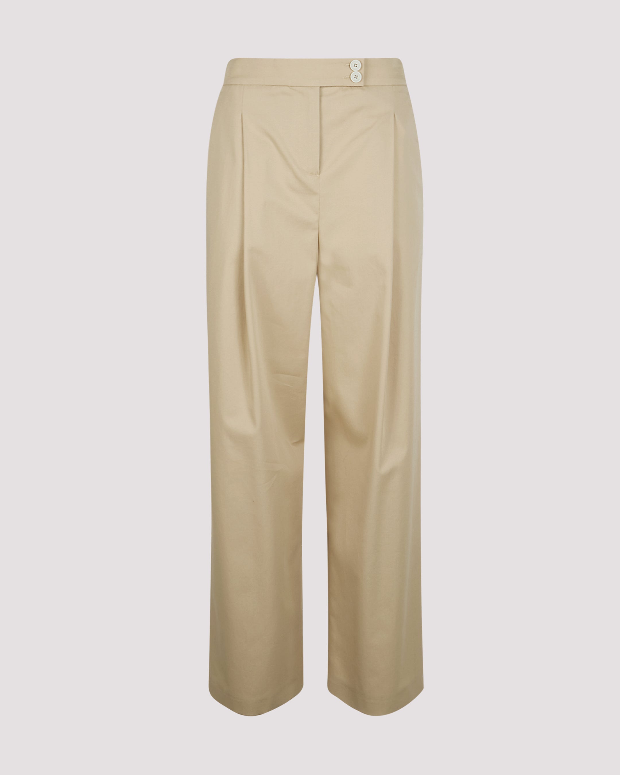 Women's High-Waist Stretch Cotton Trousers with Pleats - 4