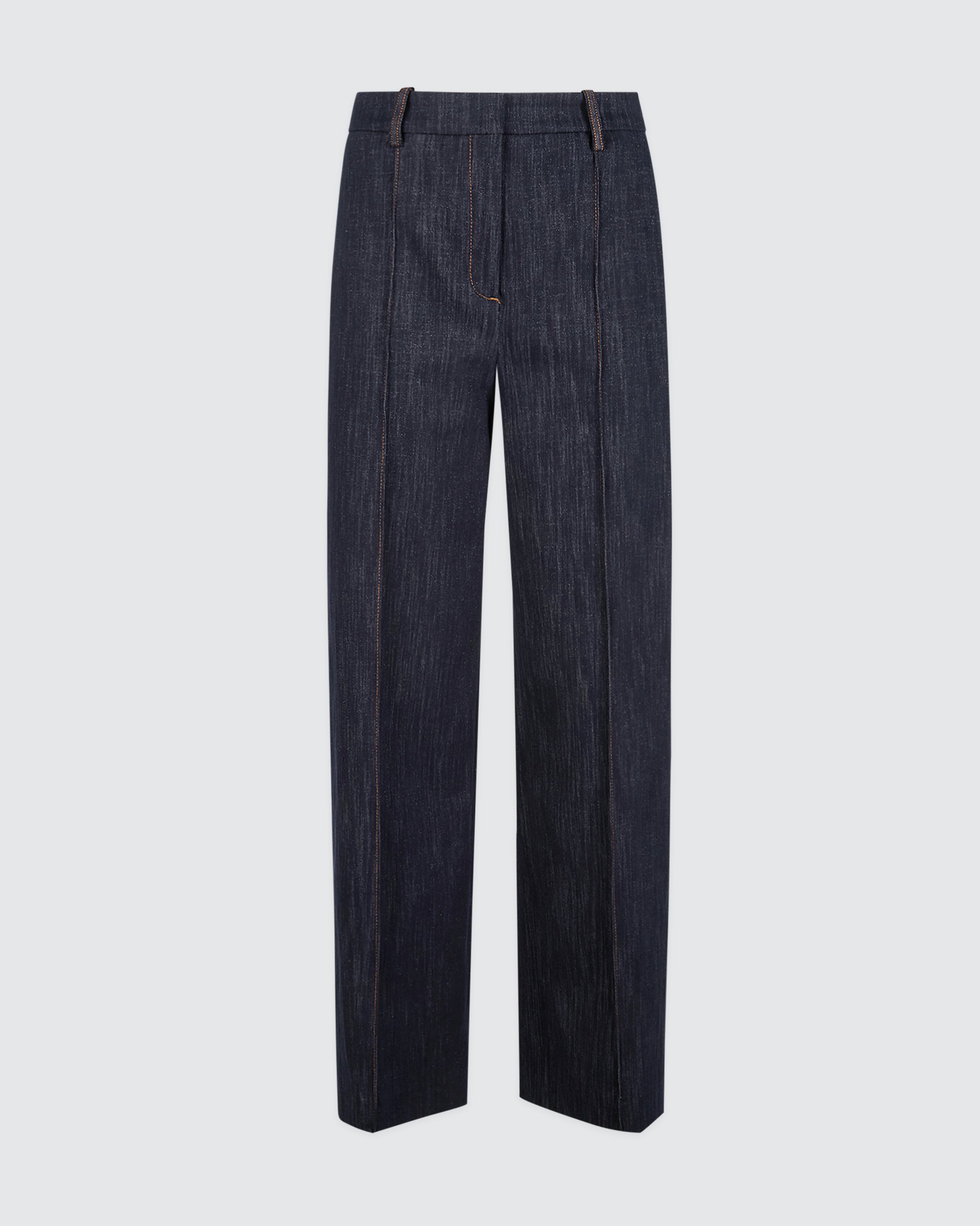Flared Cotton Trousers with Denim Effect and Lurex - 4
