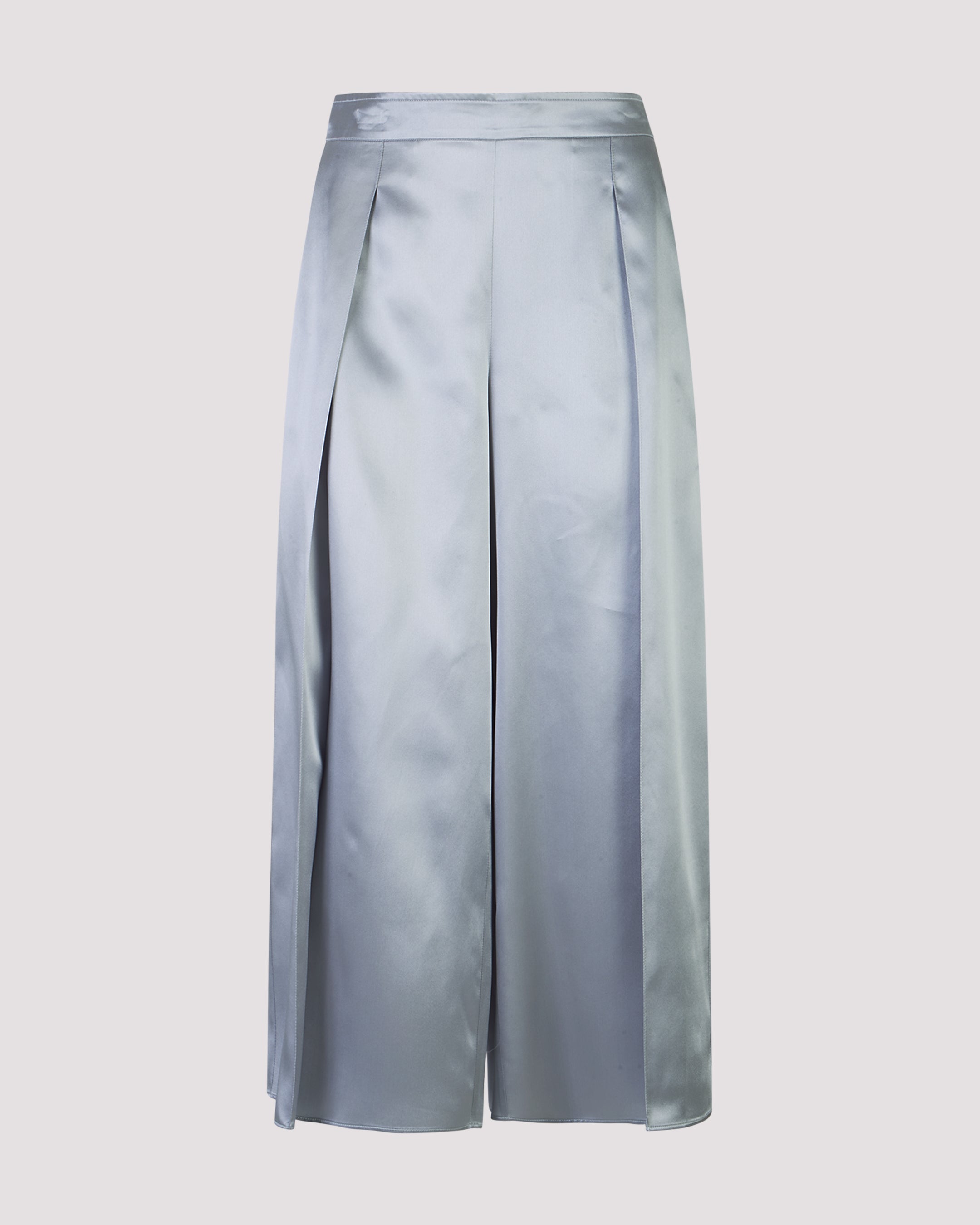 Women's Elegant Double Silk Satin Trousers with Pleats - 4