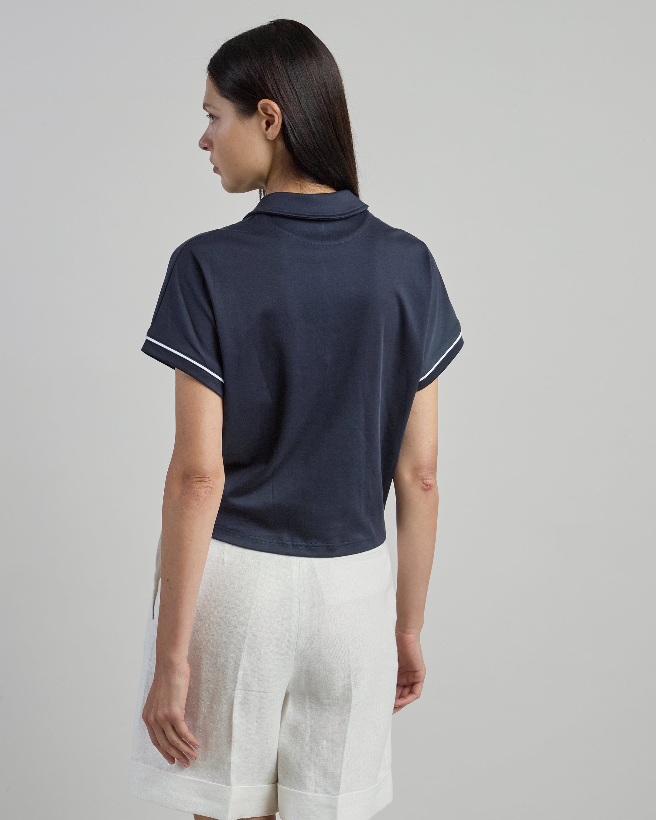 Women's Cotton Polo Shirts and T-Shirts with Contrast - 2