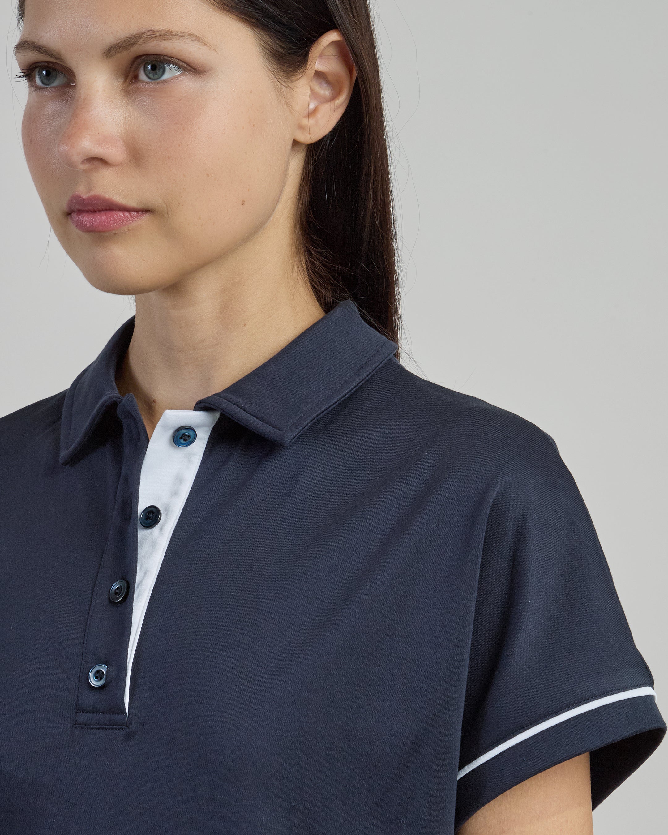 Women's Cotton Polo Shirts and T-Shirts with Contrast - 3