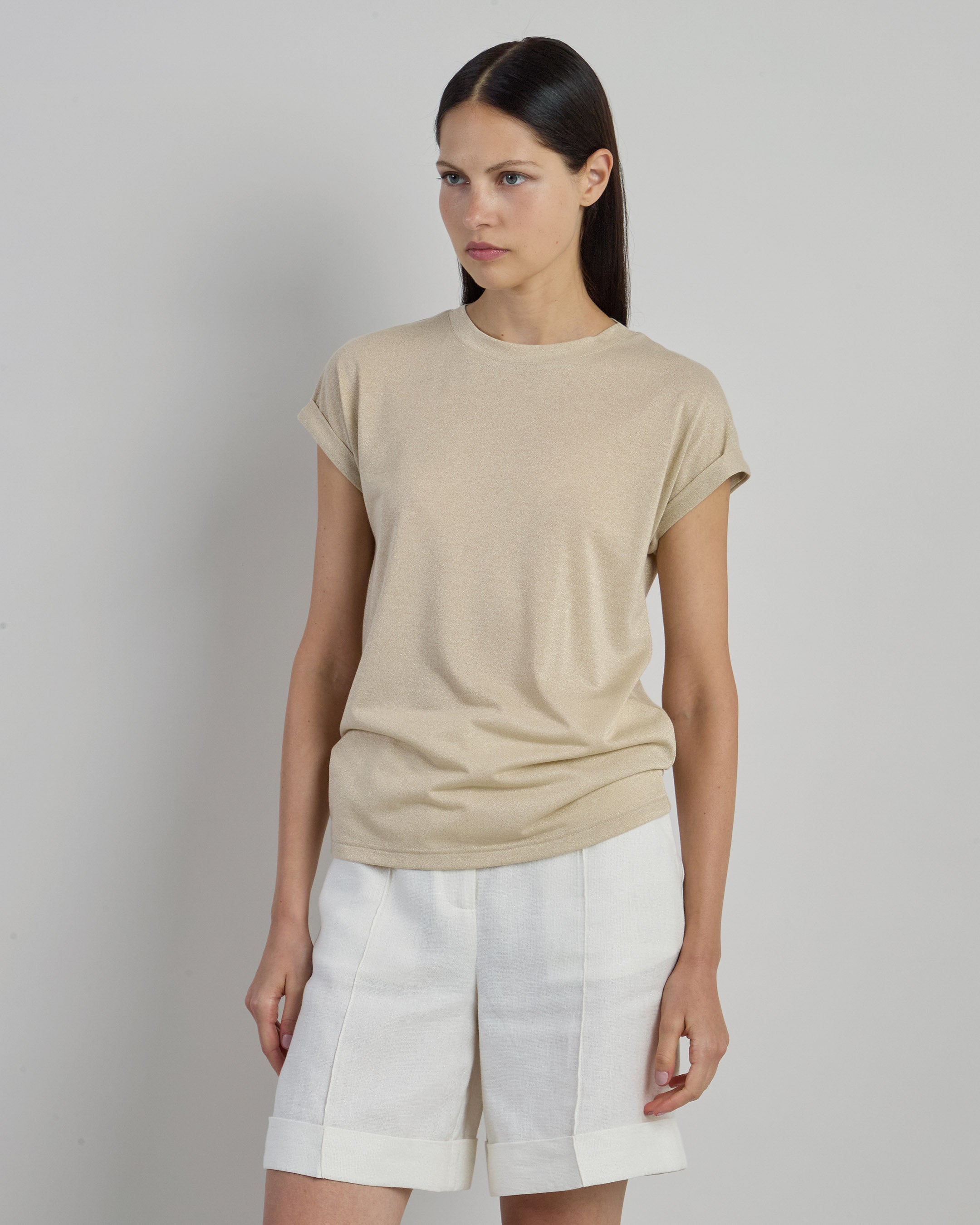 Women's Metallic Jersey Crew Neck T-Shirt - 1